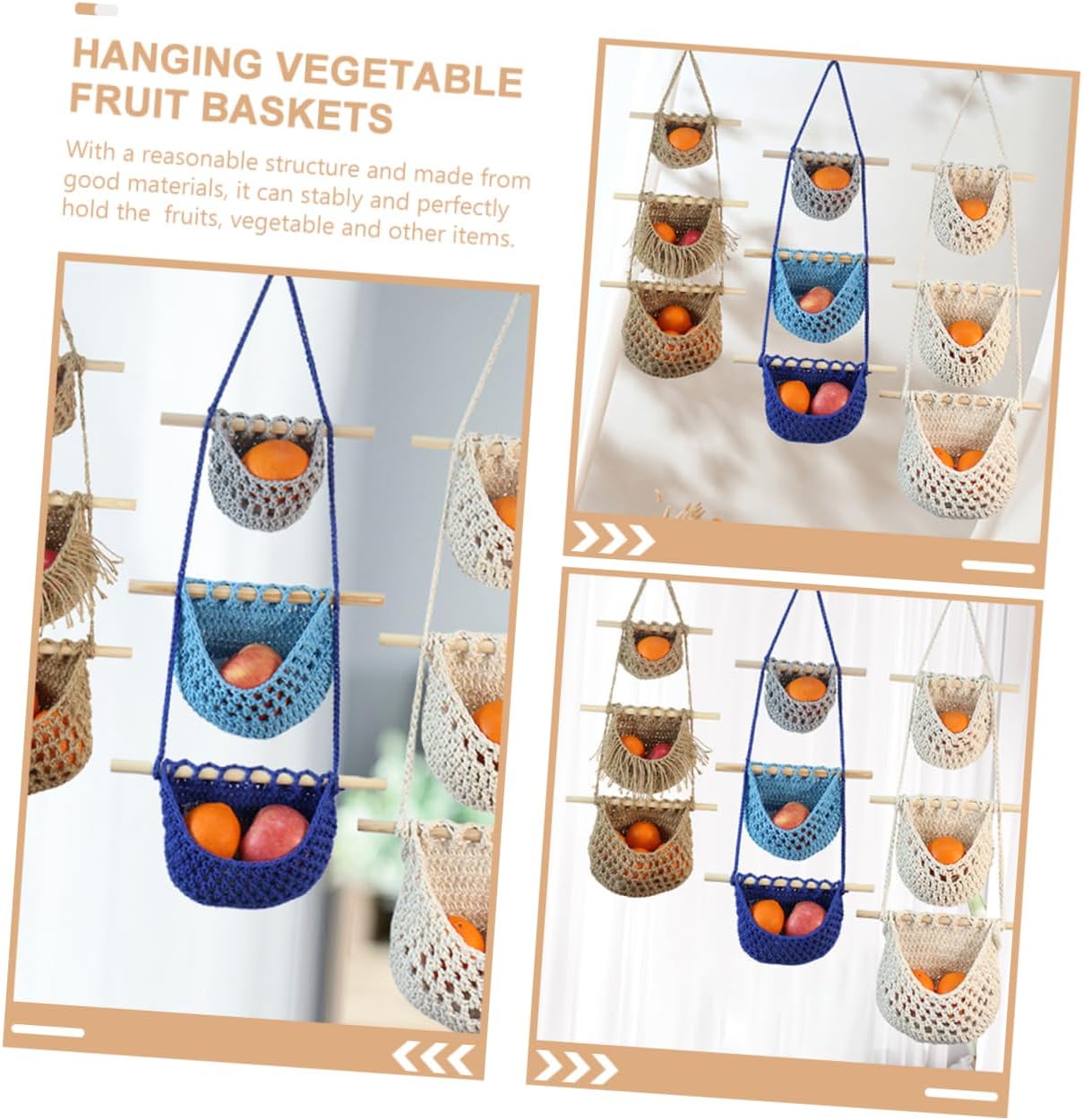 Space-saving Wall Mount Fruit Vegetable Basket Hanging Basket Kitchen Decor Fruit Bowl