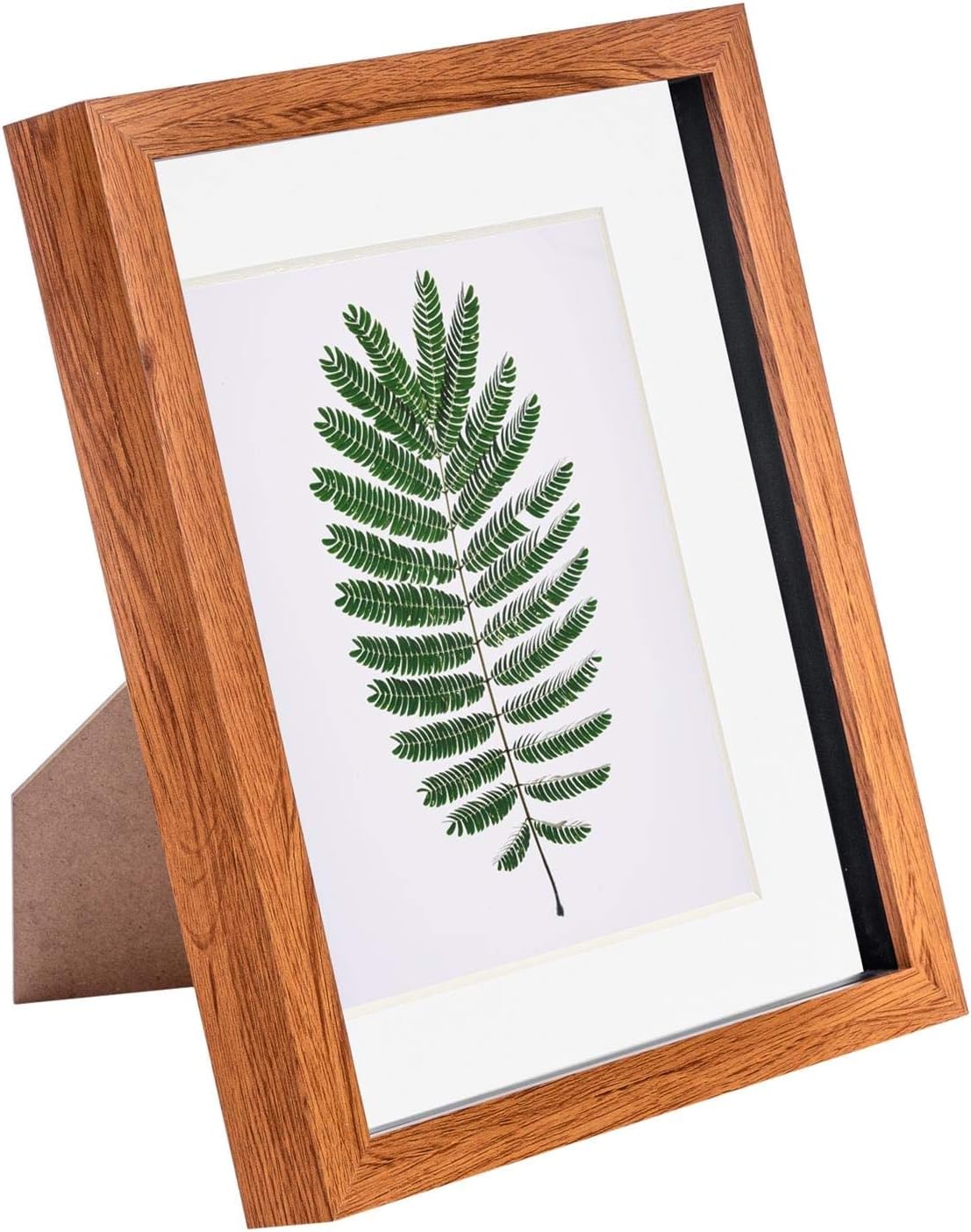 Nicola Spring8 x 10 3D Shadow Box Photo Frame - Craft Display Picture Frame with 5 x 7 Mount - Glass Aperture - Dark Wood