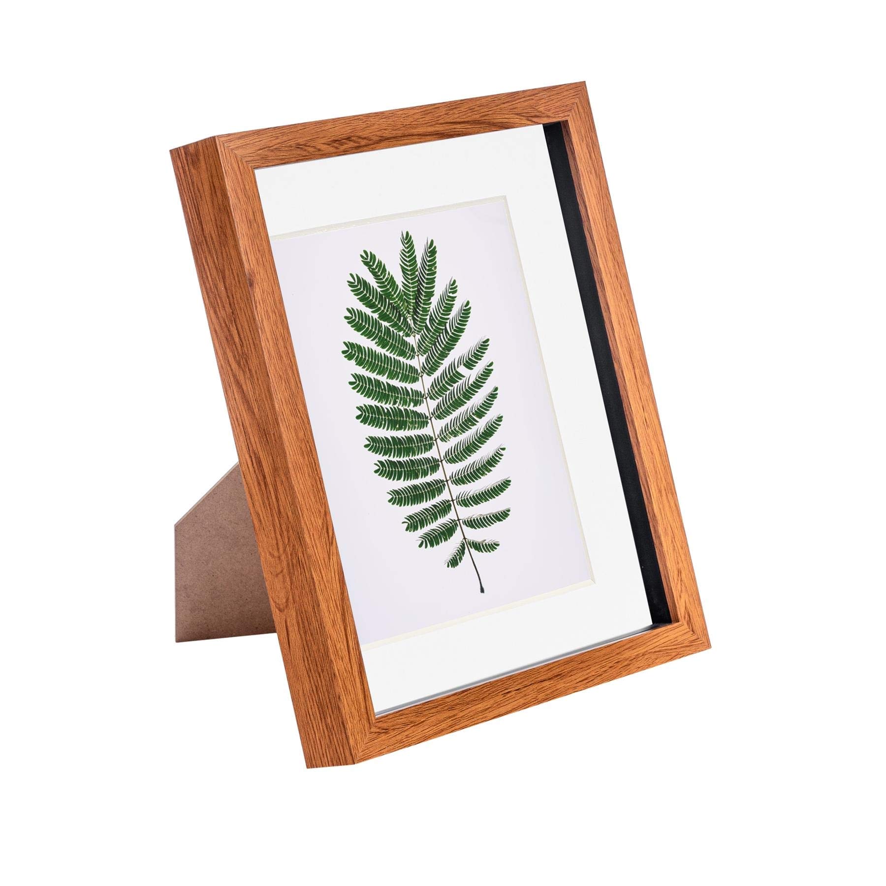 Nicola Spring8 x 10 3D Shadow Box Photo Frame - Craft Display Picture Frame with 5 x 7 Mount - Glass Aperture - Dark Wood