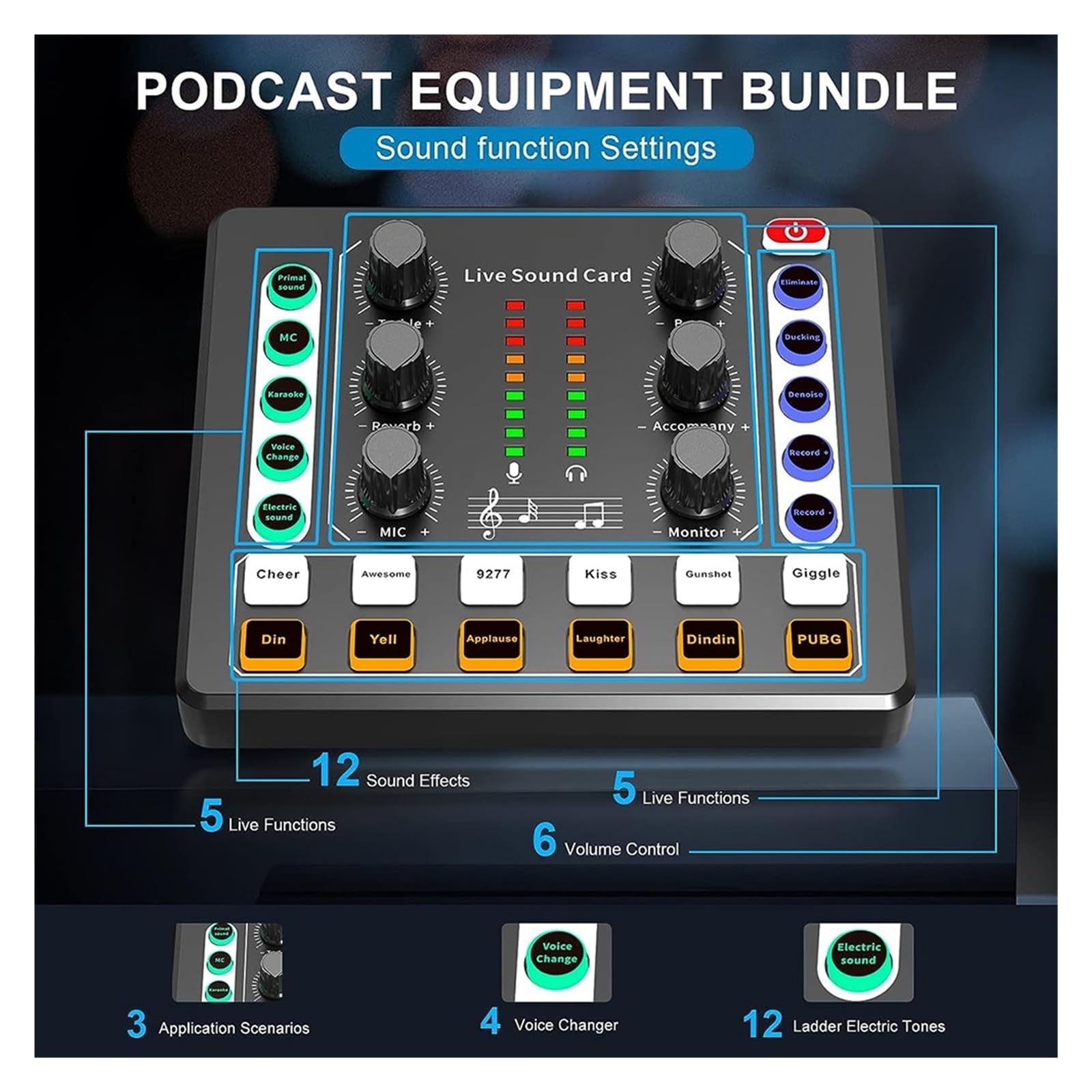 Interfejs Audio Z Efektami Karty Dźwiękowej Na Żywo DJ Mixer I Zmieniaczem Głosu, Idealny Do Przesyłania Strumieniowego Żywo/podcastingu/gier