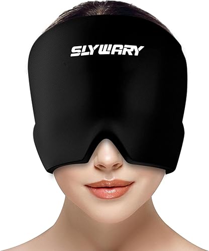 Headache Hat for Migraine Relief Hot and Cold Therapy Migraine Ice Head Wrap Comfortable and Stretchable Headache Relief Cap for Puffy Eyes Tension