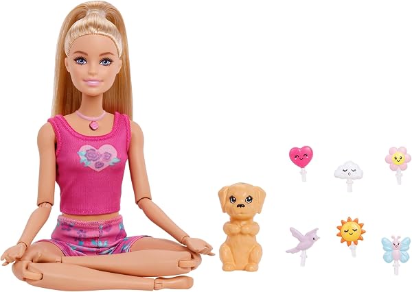 Barbie Mindful Moves lalka w stroju do jogi | z 6 trybami medytacji ze światłami, dźwiękami i muzyką; szczeniaczek z 6 a