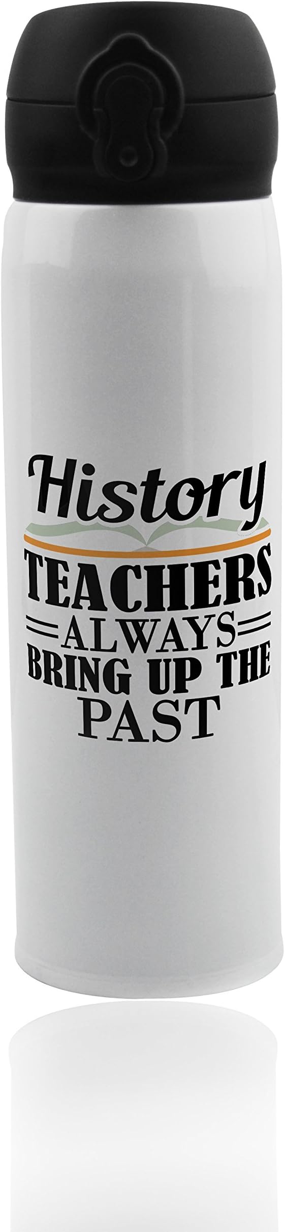 History teacher thermos - 17 oz. (500 ml) vacuum flask. Stainless steel insulated thermo bottle. Travel tumbler mug for hot or cold beverage. Gift Double-walled thermos. Birthday gifts for teachers.