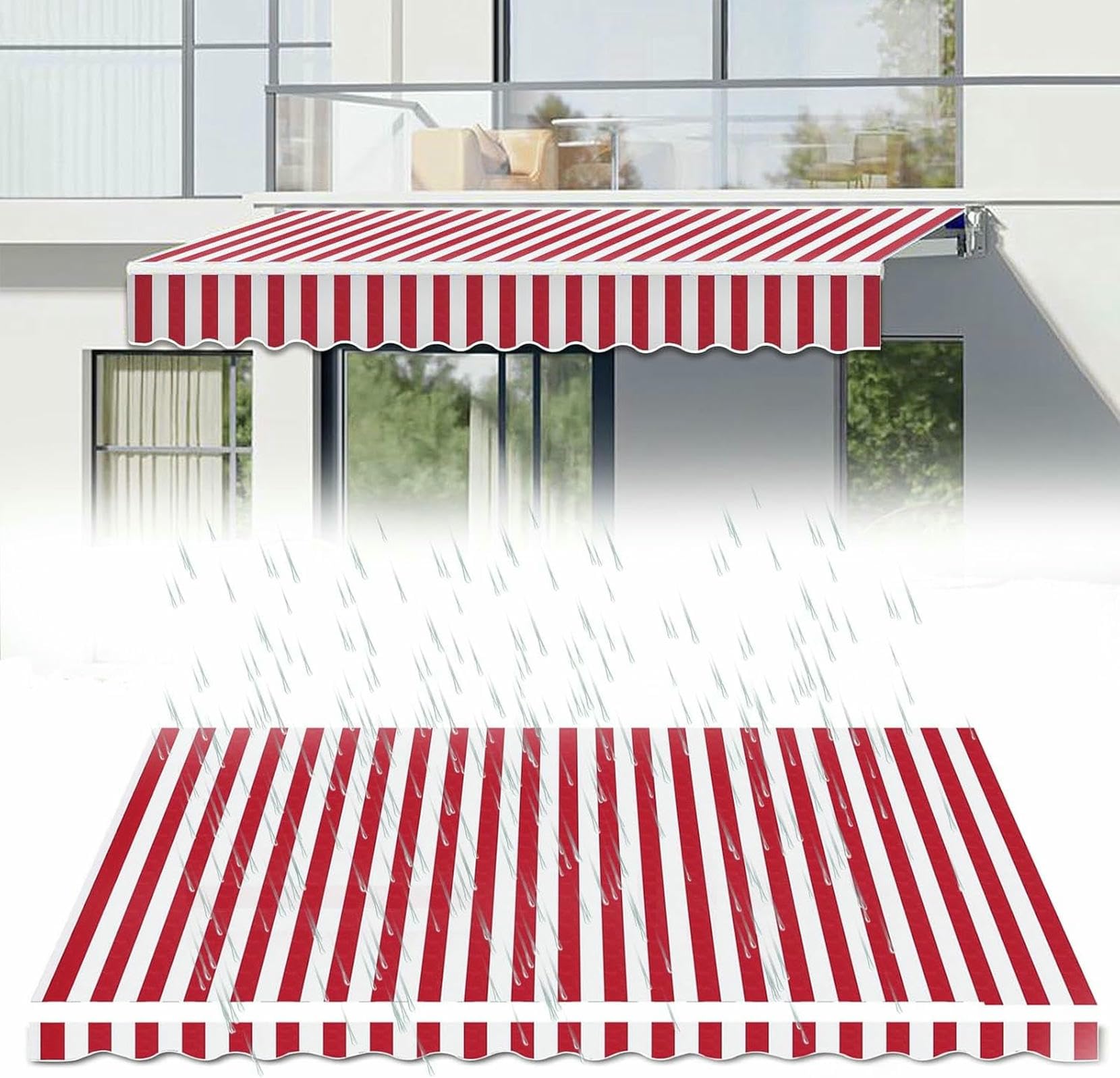 Tissu de rechange de patio 3,7x3 m Sune, housse rétractable haut de gamme