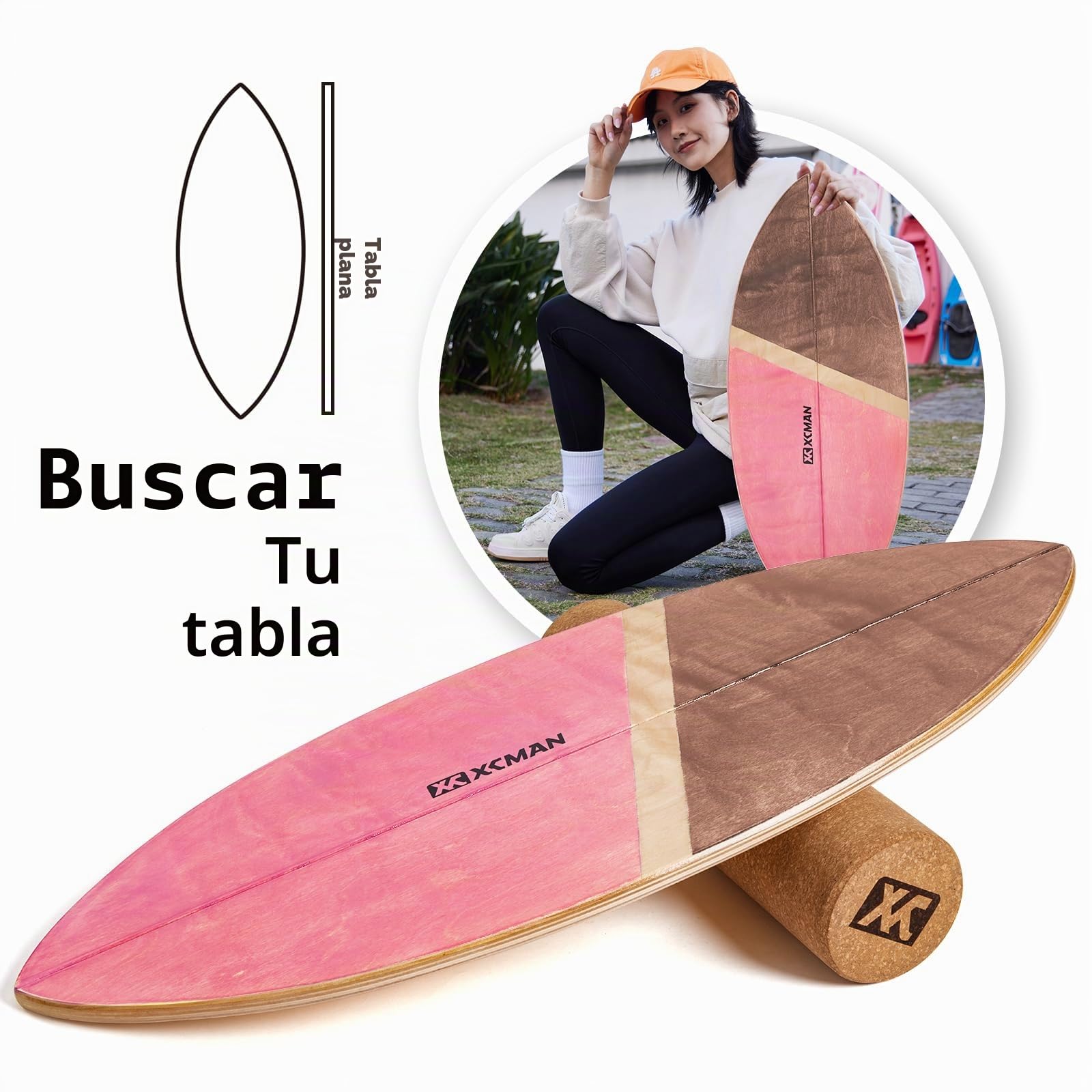 XCMAN Tabla de equilibrio de surf con rodillo - Entrenador de estabilidad para adultos y niños, para surf, snowboard, monopatín, hockey