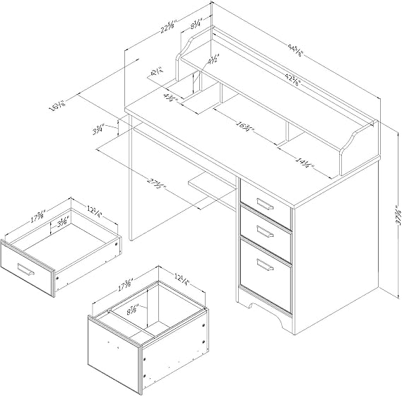 South Shore Versa Computer Desk with Hutch Winter Oak, Traditional