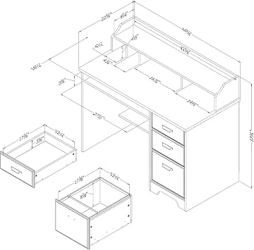 South Shore Versa Computer Desk with Hutch Winter Oak, Traditional