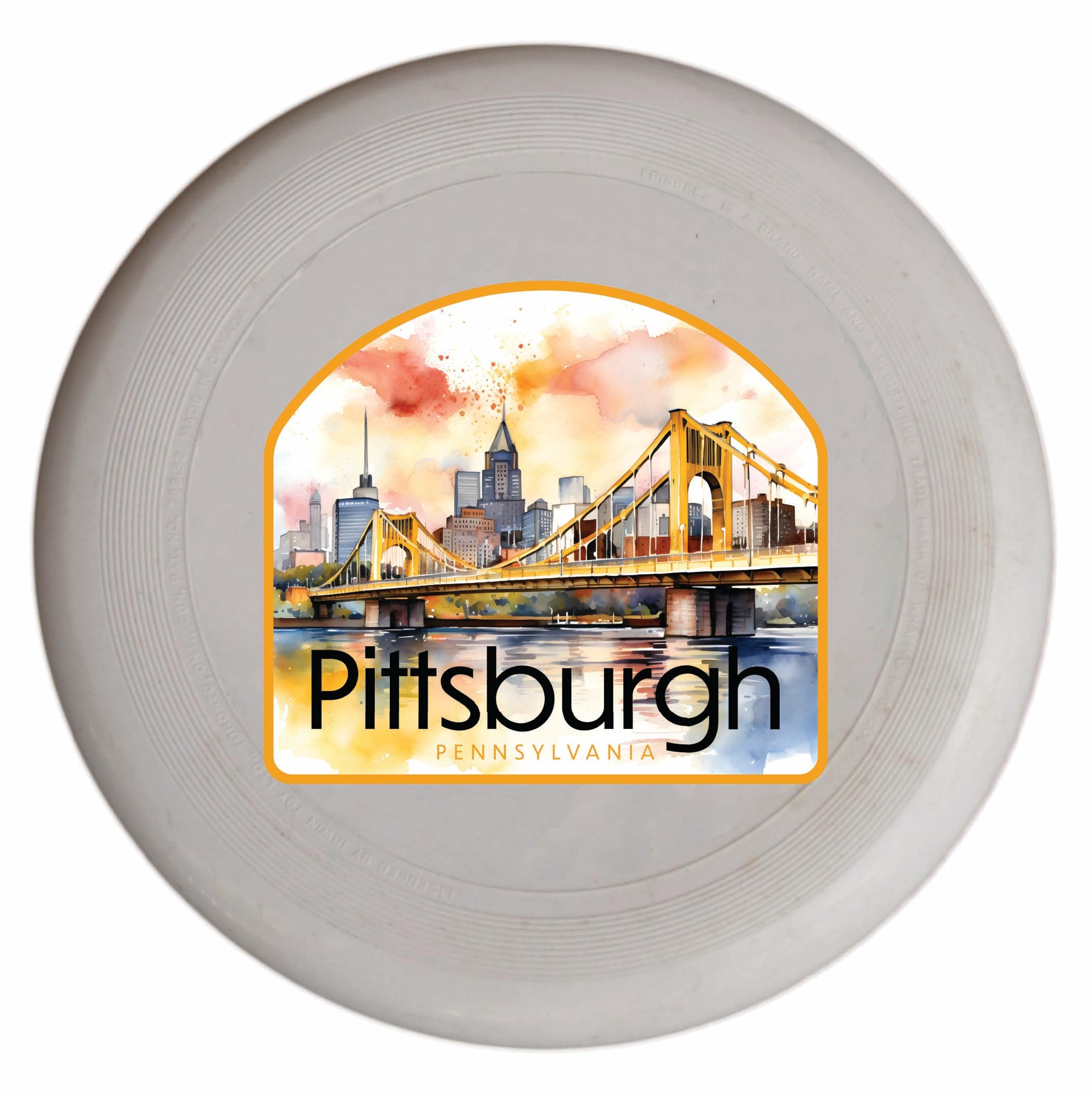 Pittsburgh Pennsylvania Yellow Bridge Design Souvenir Frisbee Flying Disc 4-Pack