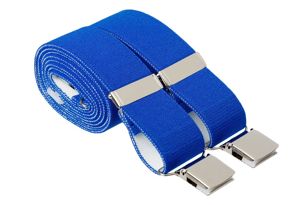 Gs Braces Men's Royal Blue Heavy Duty Trouser Braces 35Mm Wide 4 Heavy Duty Strong Silver Clips 44 Inch Adjustable