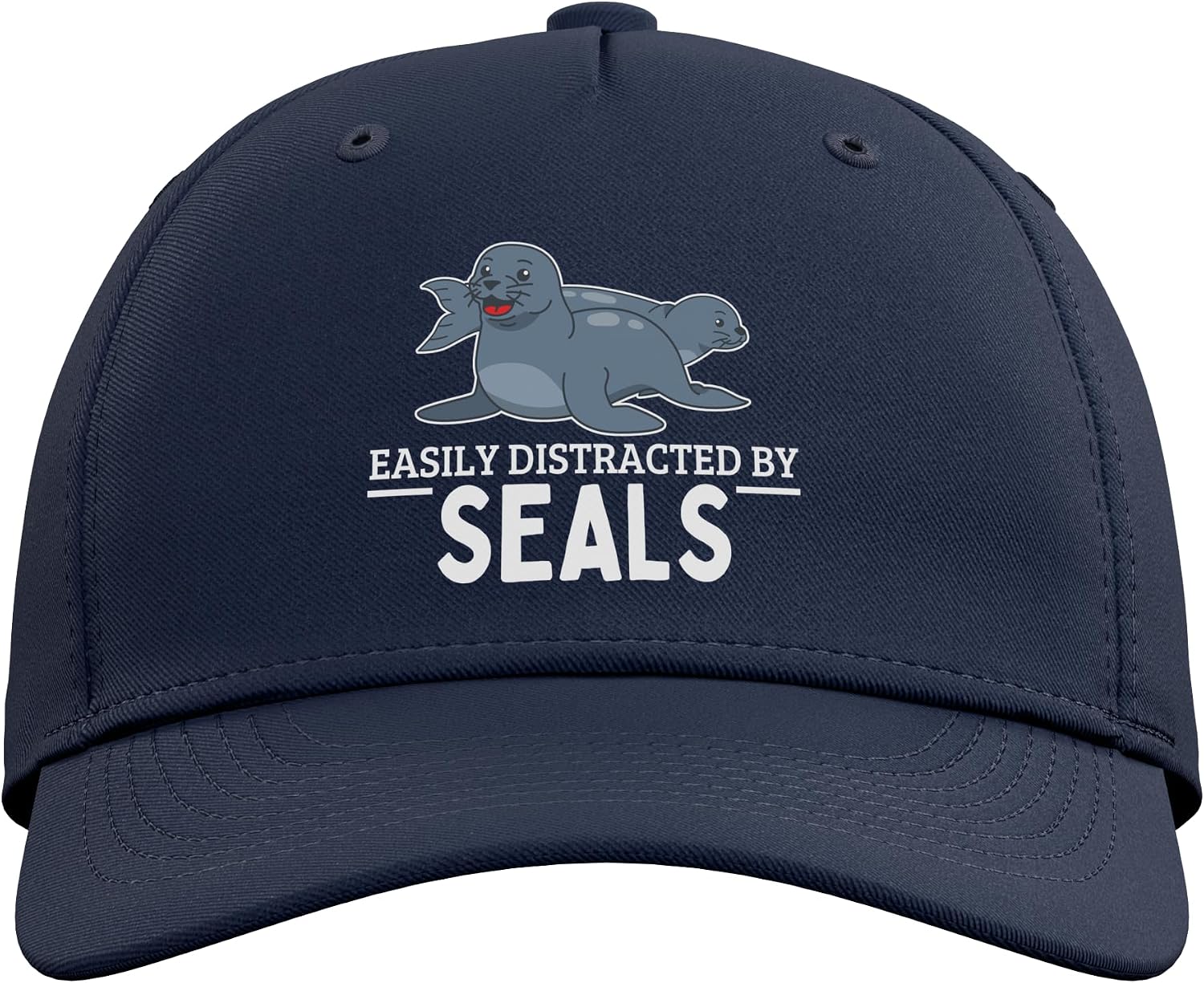Easily Distracted By Seals Funny Seal Adjustable Baseball Hat image 2