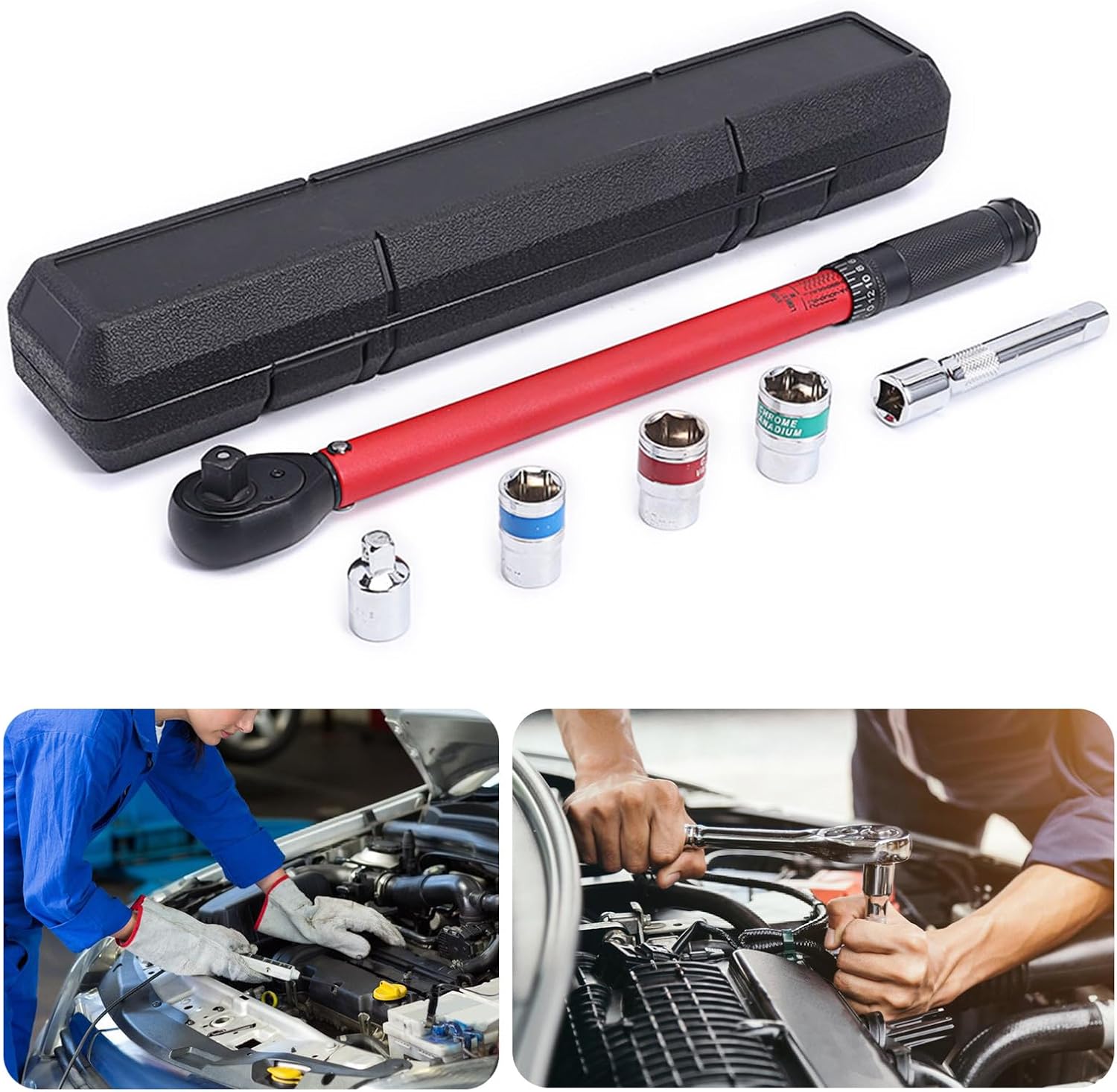 Amazon | 良匠 FIRSTINFO TOOLS スパークプラグ トルクレンチセット（8点） 差込角3/8"(9.5mm)  ソケット14mm、16mm、18mm、19mm、21mm付 | ソケットレンチ ERRORY 多機能レンチキット ヘッド付き スパークプラグの取り付け 機械的および自動車作業 正確なトルク制御