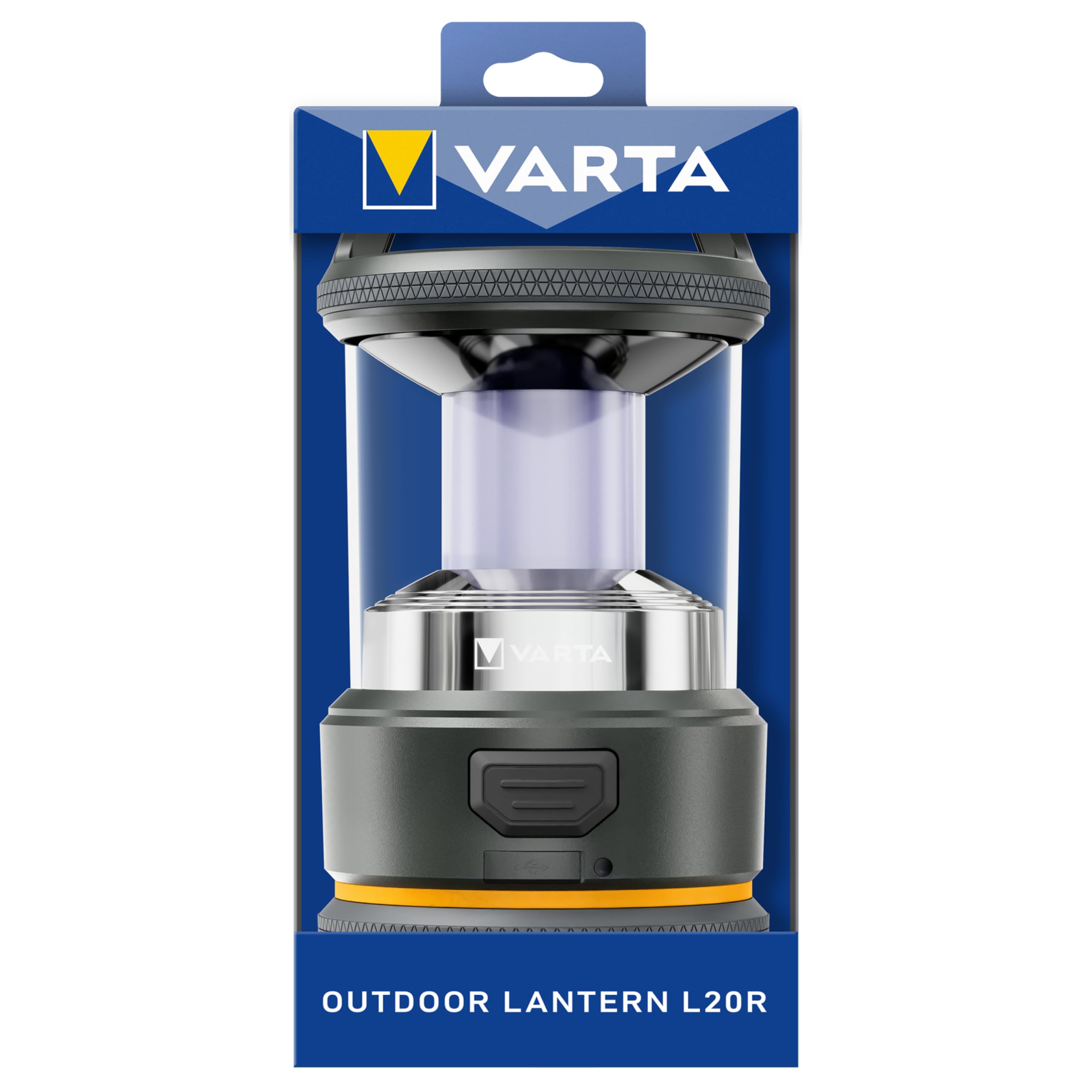 VARTA Outdoor Laterne L20R - wiederaufladbare LED-Laterne mit 420 Lumen, bis zu 44 Stunden Leuchtdauer, IP54 Schutz, USB C, für Camping, Trekking und Notfälle