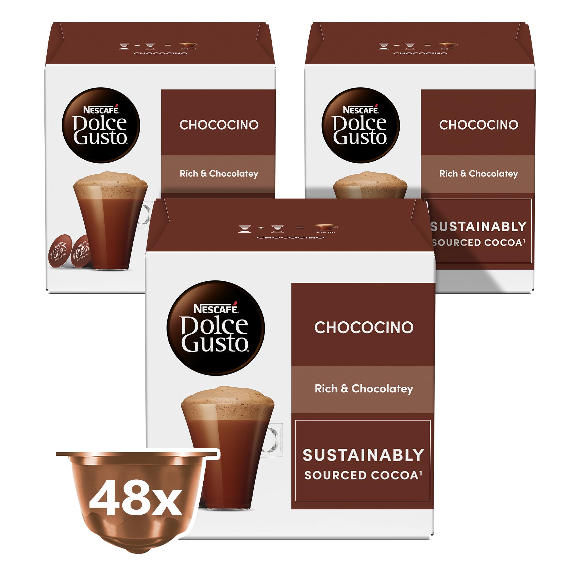Nescafe Dolce Gusto Chococino Hot Chocolate Capsules, 3 x Boxes, 24 Servings