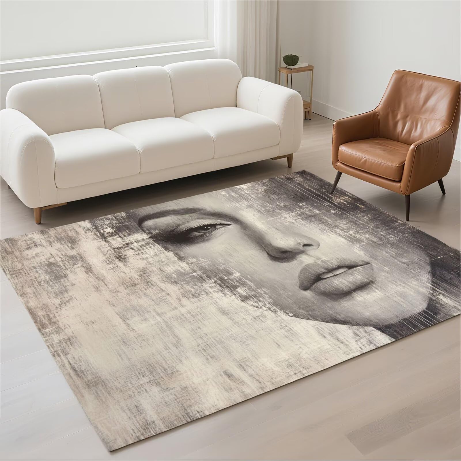 Tapis de salon gris 70x140cm lavable en machine et antidérapant 13-103