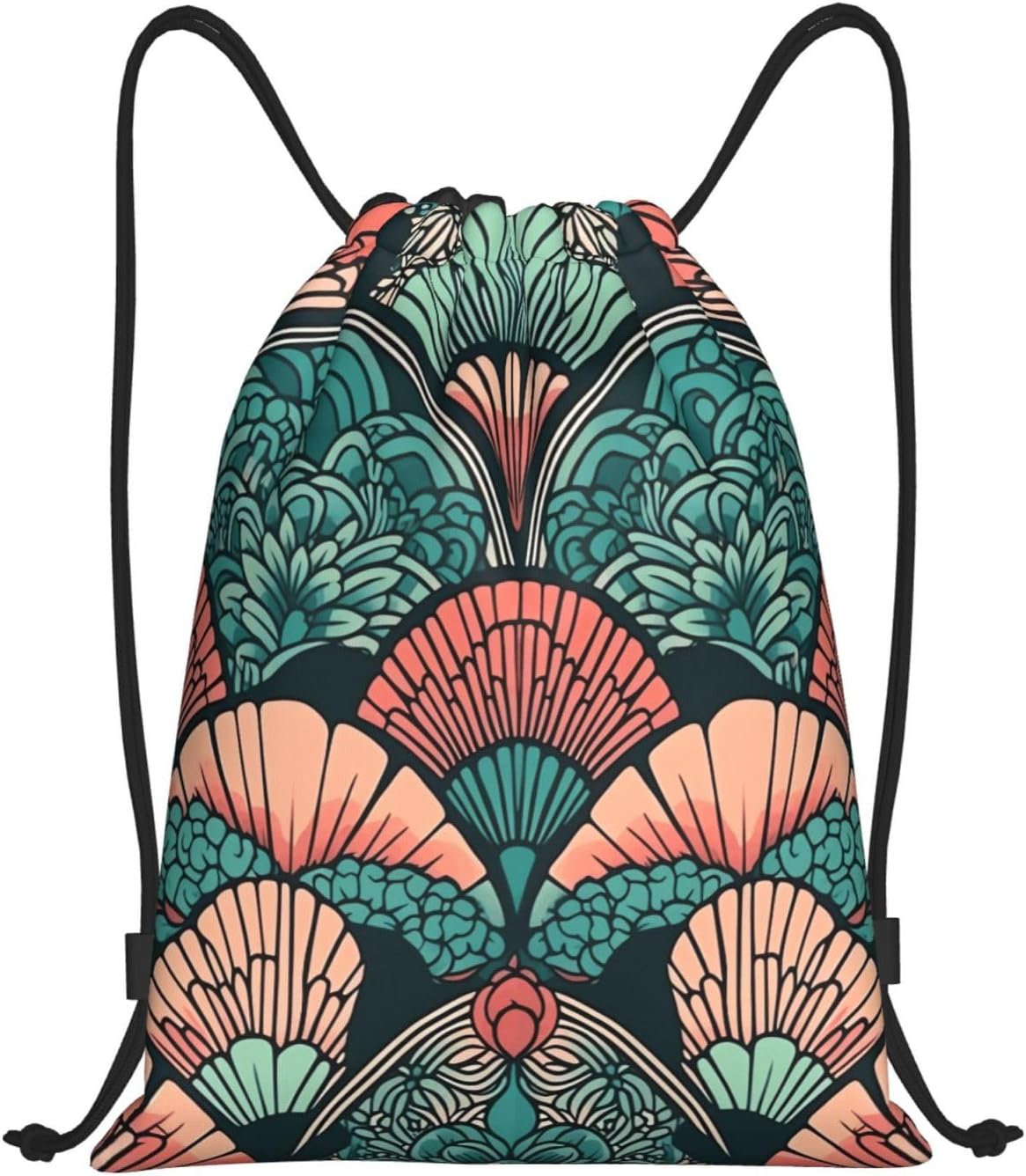 Hand Drawn Fan Drawstring Backpack Sports Gym Sackpack Waterproof Swim Bag Men Women Draw String Bag Medium