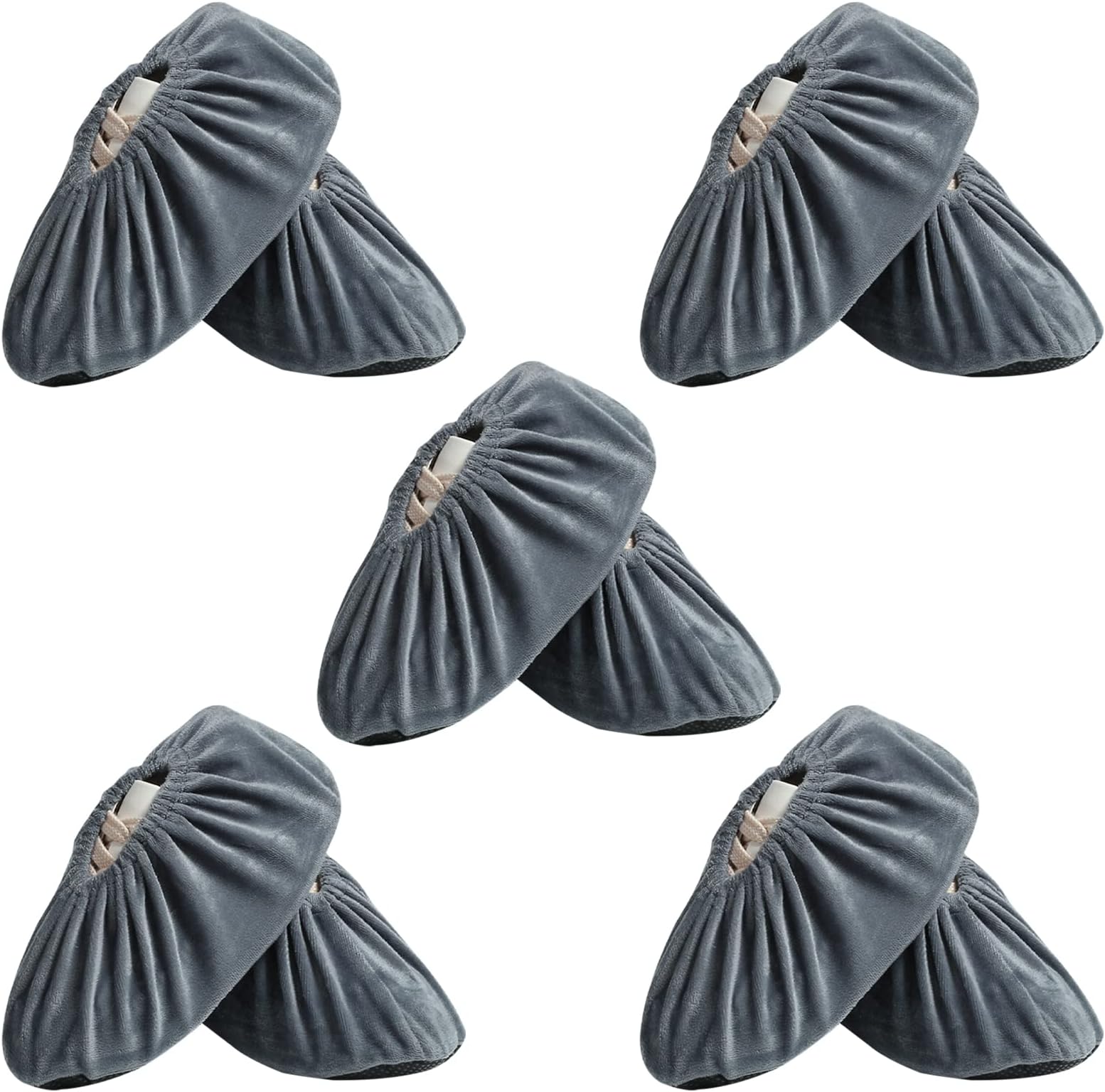 Lusanville5 Pairs Reusable Shoe Covers, Non Slip Shoe Protectors Covers, Universal Soft Washable Thickened Foot Boot Shoe Covers for Indoors Home Laboratory (Grey)