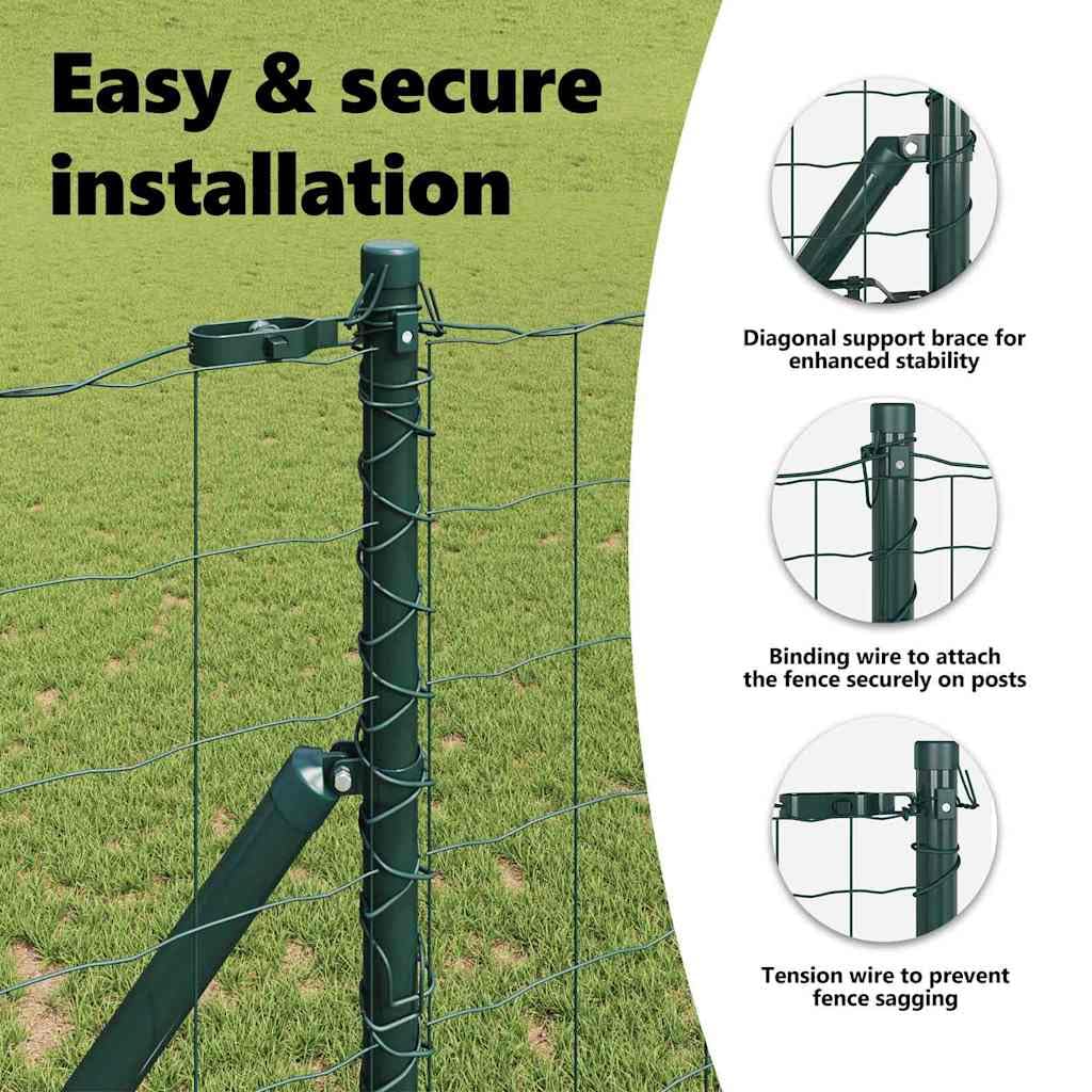 vidaXL Anclaje de Suelo para Valla Euro 10 x 1,4 m Verde Malla | Está hecha para aguantar el clima, así que te va a durar años, No pierde color, ideal para lugares con mucho sol,
