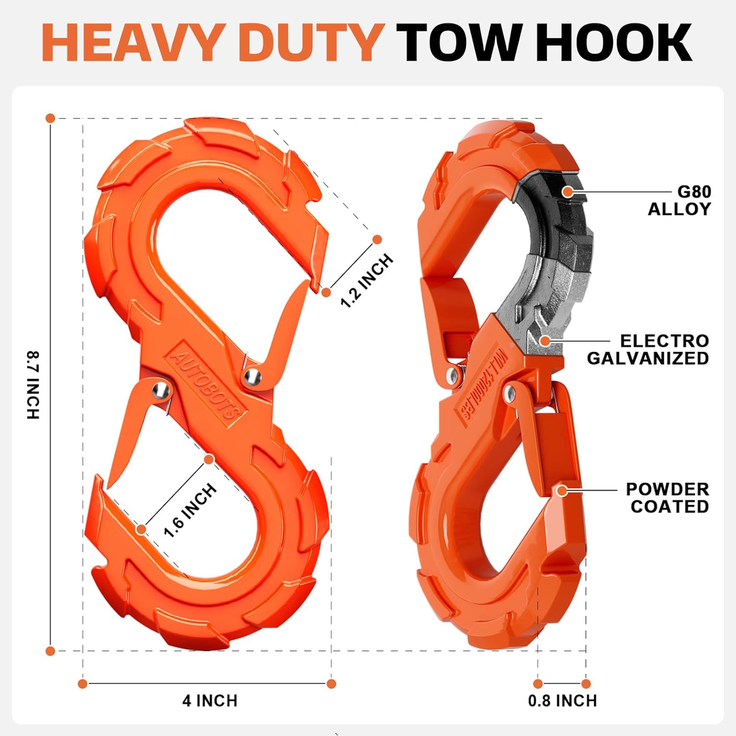 AUTOBOTS Tree Saver Strap 3" x 8' with S-Shaped Tow Hook，Heavy Duty Tow Strap 35300LBS Break Strength - Emergency Recovery Strap Winch Extension