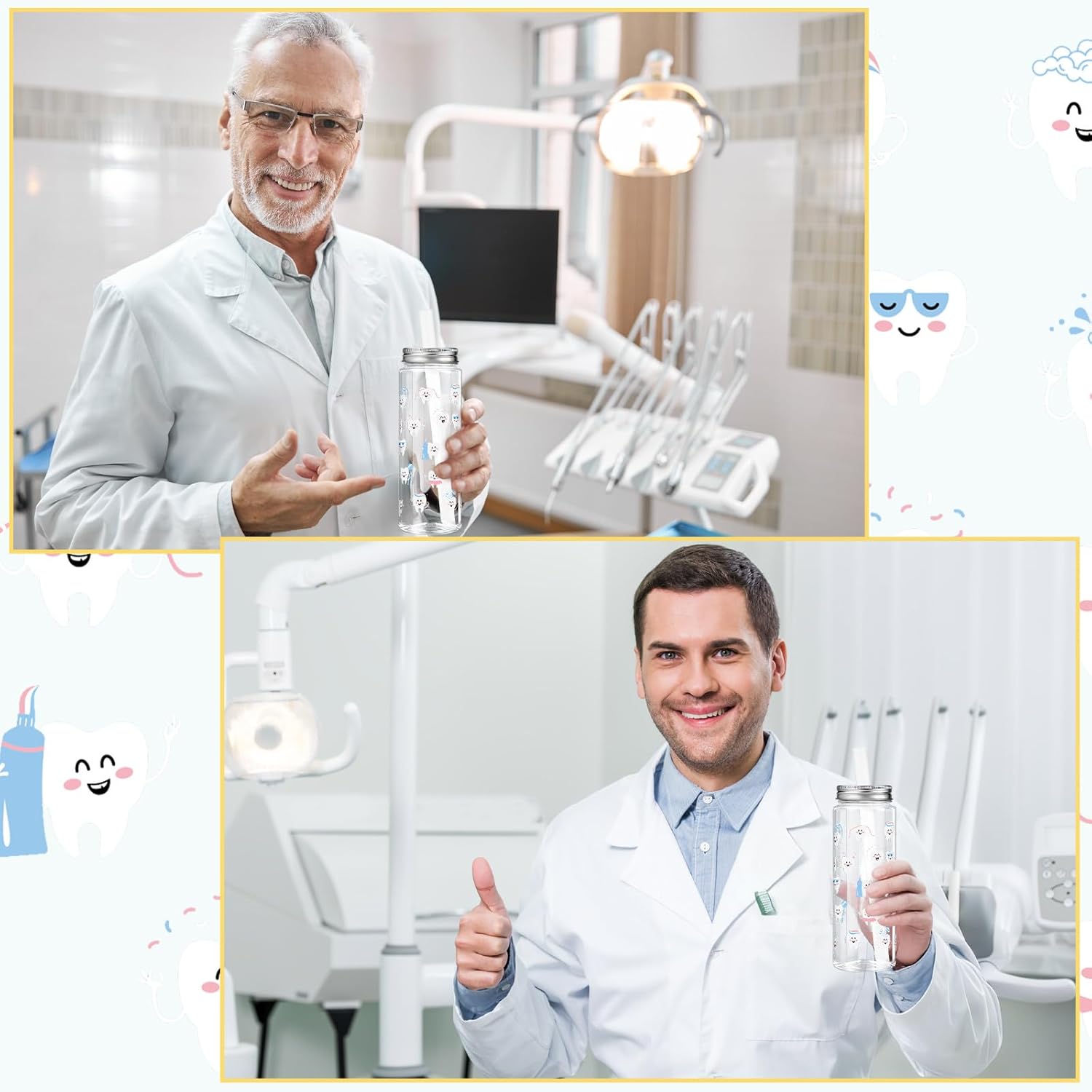 Vesici 12 Pcs Dental Assistants Gift 14.2oz Tooth Tumbler with Lid and Straw Dental Hygienist Assistants Plastic Reusable Tumbler Tooth Gift Cold Drinking Cup for Women Men Coworker - Image 6