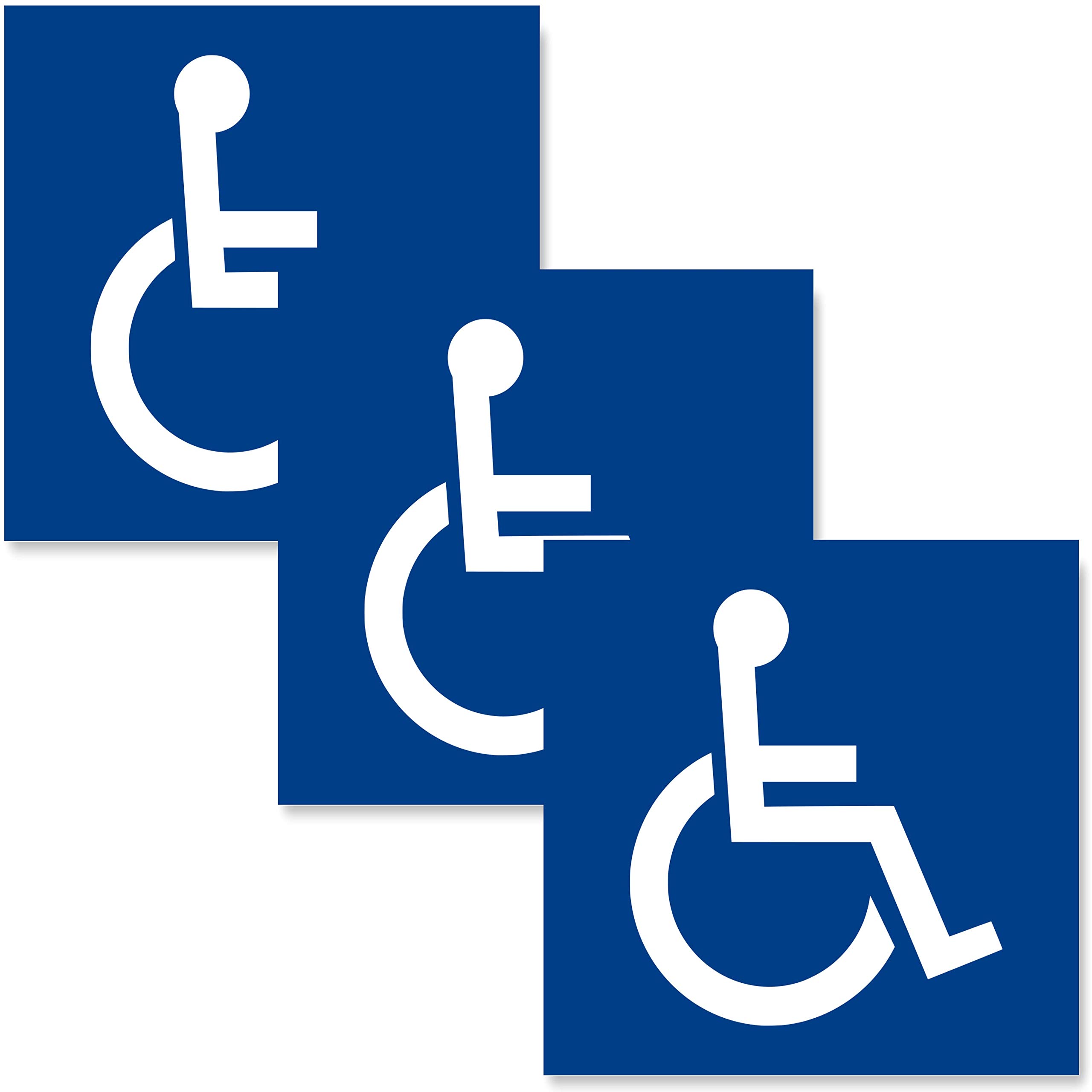 3 x Behinderten Aufkleber für Dein Auto - 10x10cm Rollstuhl - Hochglanzlack Rollstuhlfahrer Autoaufkleber - UV-Schutz - Innen und Außen - Geschlitzte Rückseite - Außenklebend