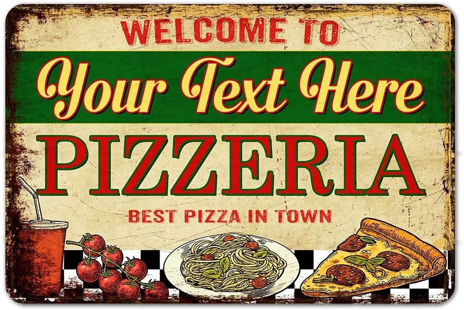 Personalized Pizzeria Sign Patio Decor Pizza Outdoor Bar Home Bar Kitchen Decor Custom 8x12 108120077001