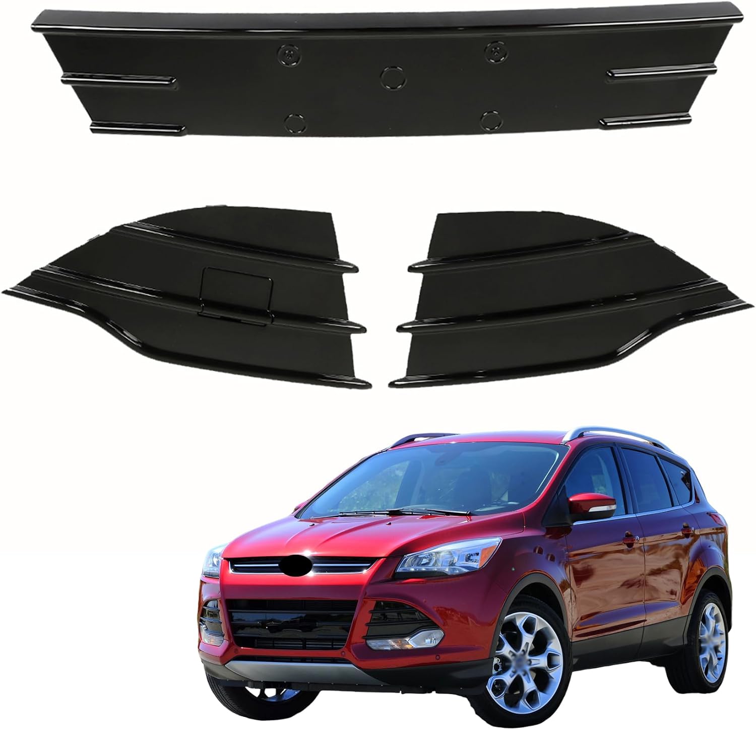 labwork Front Bumper Grille Lower Black 3PCS Replacement for Escape 2013-2016 CJ5Z17E811BA FO1036154PP CJ5Z-17E811-AA