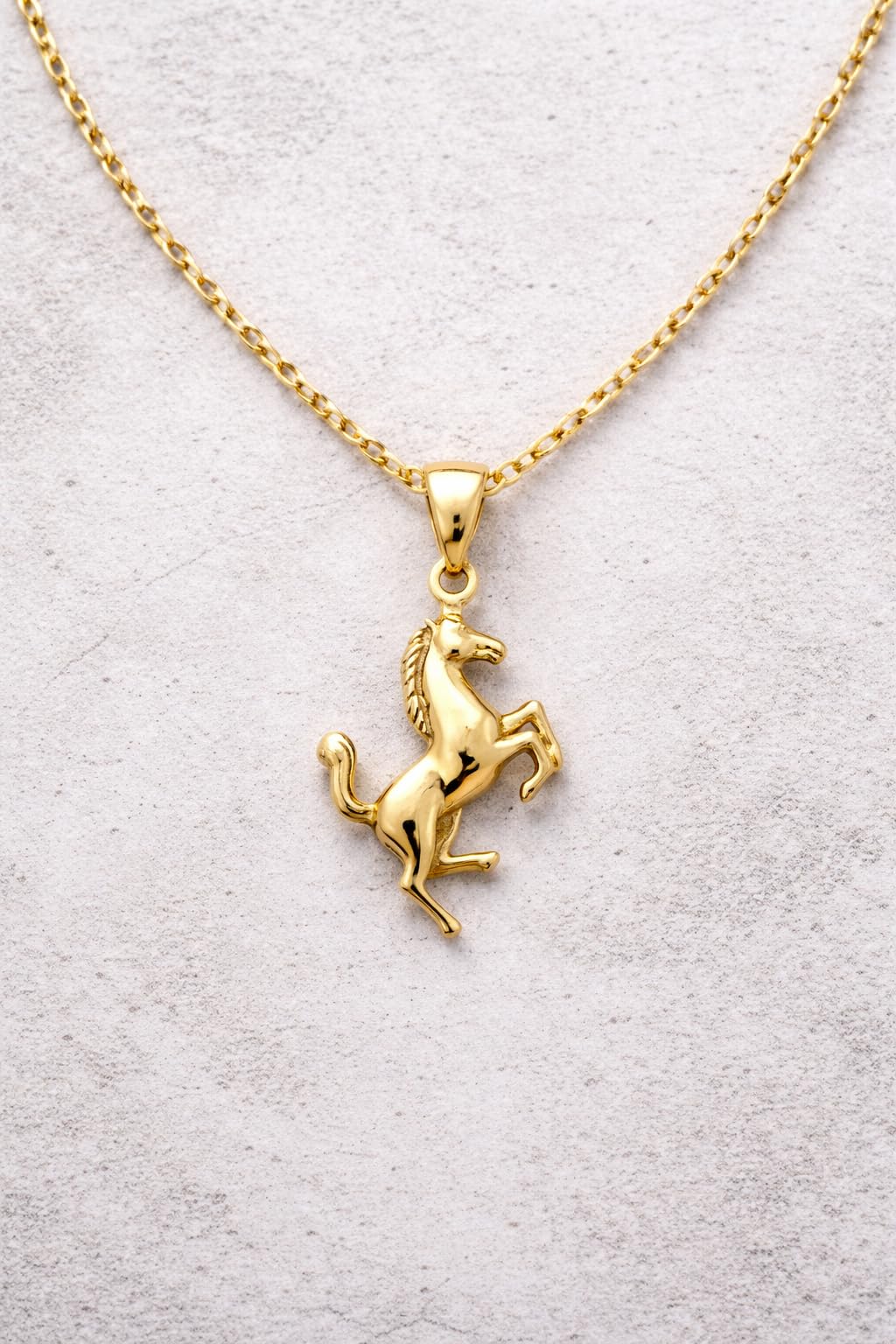 Rodium – 14 Karat (585) Anhänger mit goldenem Pferd Gold