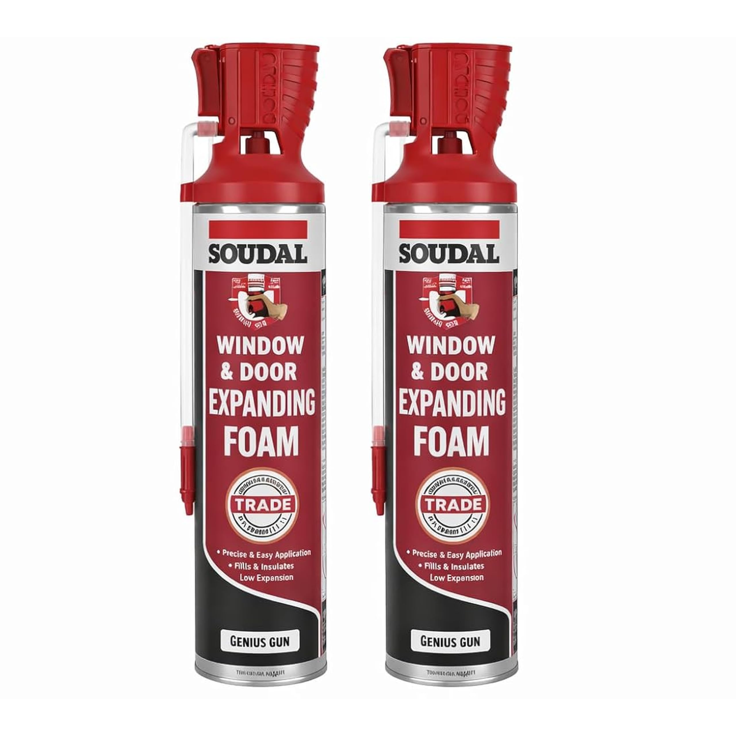 Window & Door Expanding Foam 600ml – Genius Gun PU Insulation Foam for Frame Installation & Gap Filling, High Thermal & Acoustic Insulation (Pack of 2)