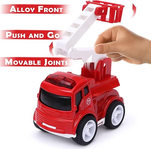 Miniatura 5 de Golray Camión de bomberos para niños pequeños, regalo para niños de 2, 3, 4, 5 años, vehículo de fricción con rociador de niebla de sonido ligero,