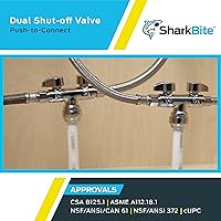 Vista 5 de SharkBite Válvula de bola de latón de un cuarto de vuelta de doble cierre, empuje de 1/2 pulgada para conectar x compresión de OD de 3/8 pulgadas x