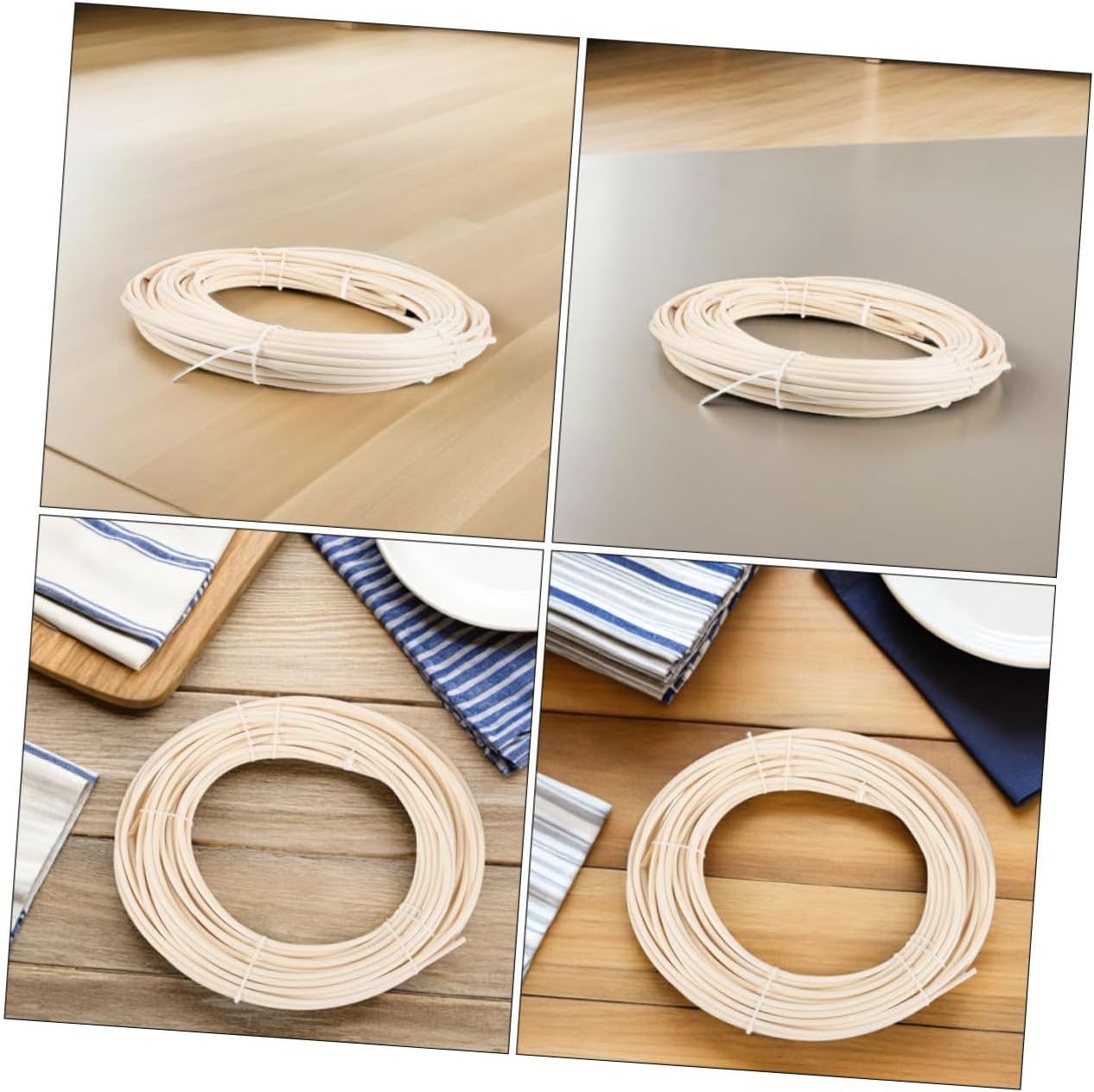 NUOBESTY 3 Rolls Round Reed Rattan Weaving Material Coil for Basket Making Chair Repair DIY Furniture Supplies Beginner Friendly Easy to Weave for All Skill Levels