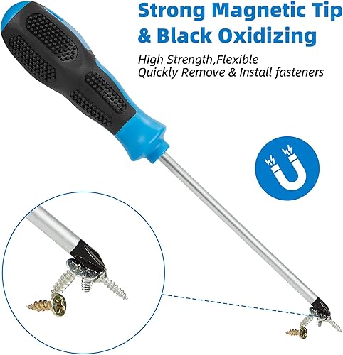 Miniatura 5 de VHEONET Juego de destornilladores magnéticos, 10 unidades, 5 destornilladores Phillips 5 de cabeza plana, agarre de cojín profesional y