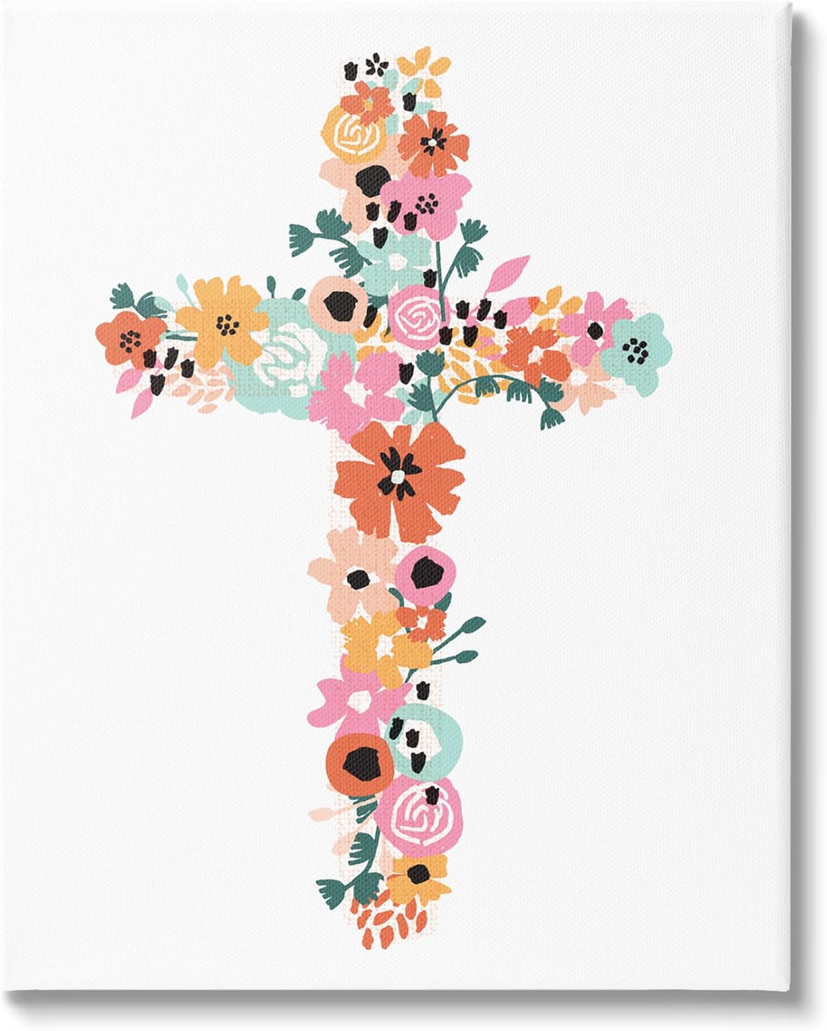 Stupell Industries Bold Flowers Cross Symbol Floral Arrangement Design, Design by Jess Bruggink