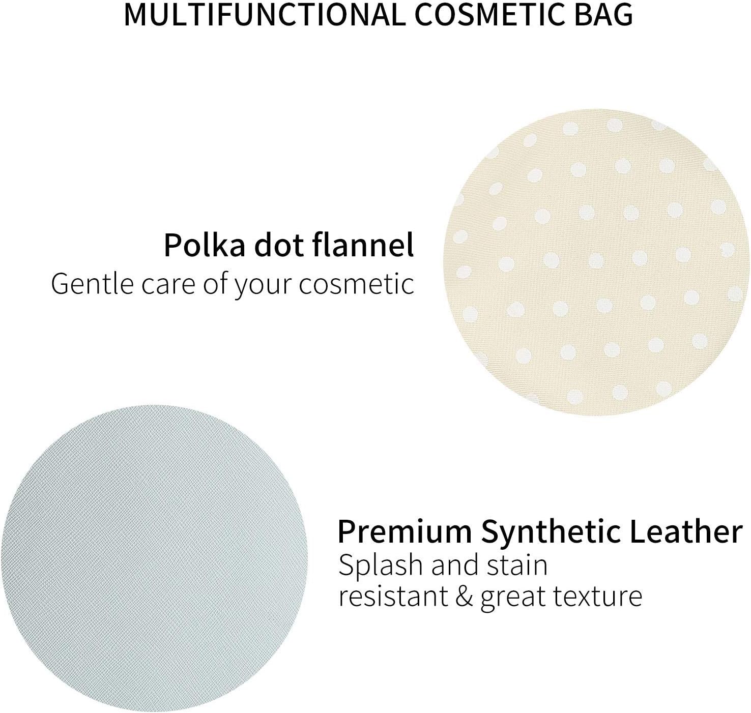 Vlando Leather Travel Makeup Train Case - Makeup Cosmetic Case Organizer Portable Artist Storage Bag with Adjustable Dividers for Cosmetics Makeup Brushes Toiletry Jewelry Digital Accessories Blue : Beauty & Personal Care