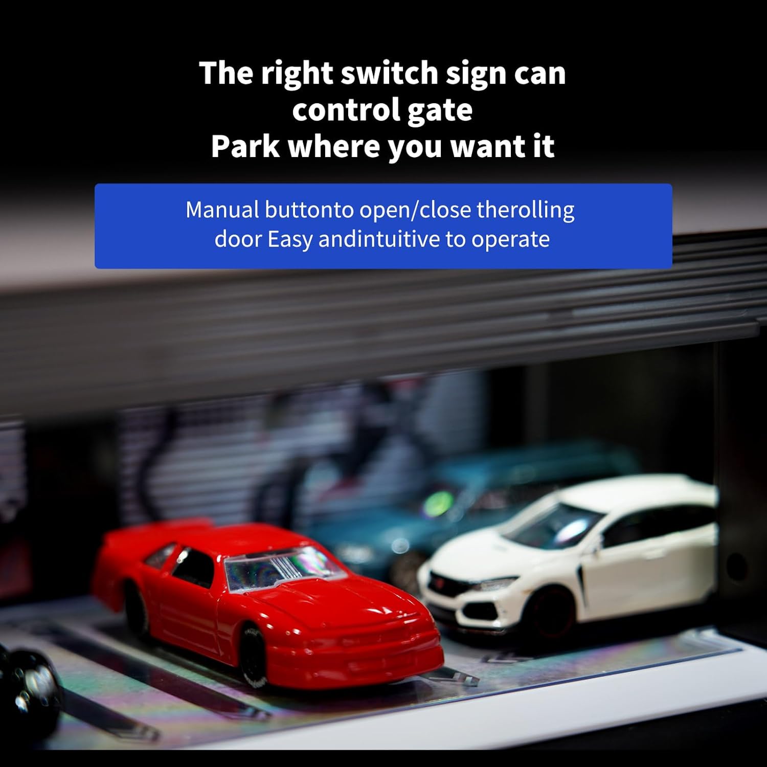 1/64 Scale Die-cast Car Display Case for Hot Wheels, with LED Lights and Voice Control, Model Car Display Eectric Garage Diorama Parking Lot for 1:64 Mini Toy Cars Display and Storage (White)