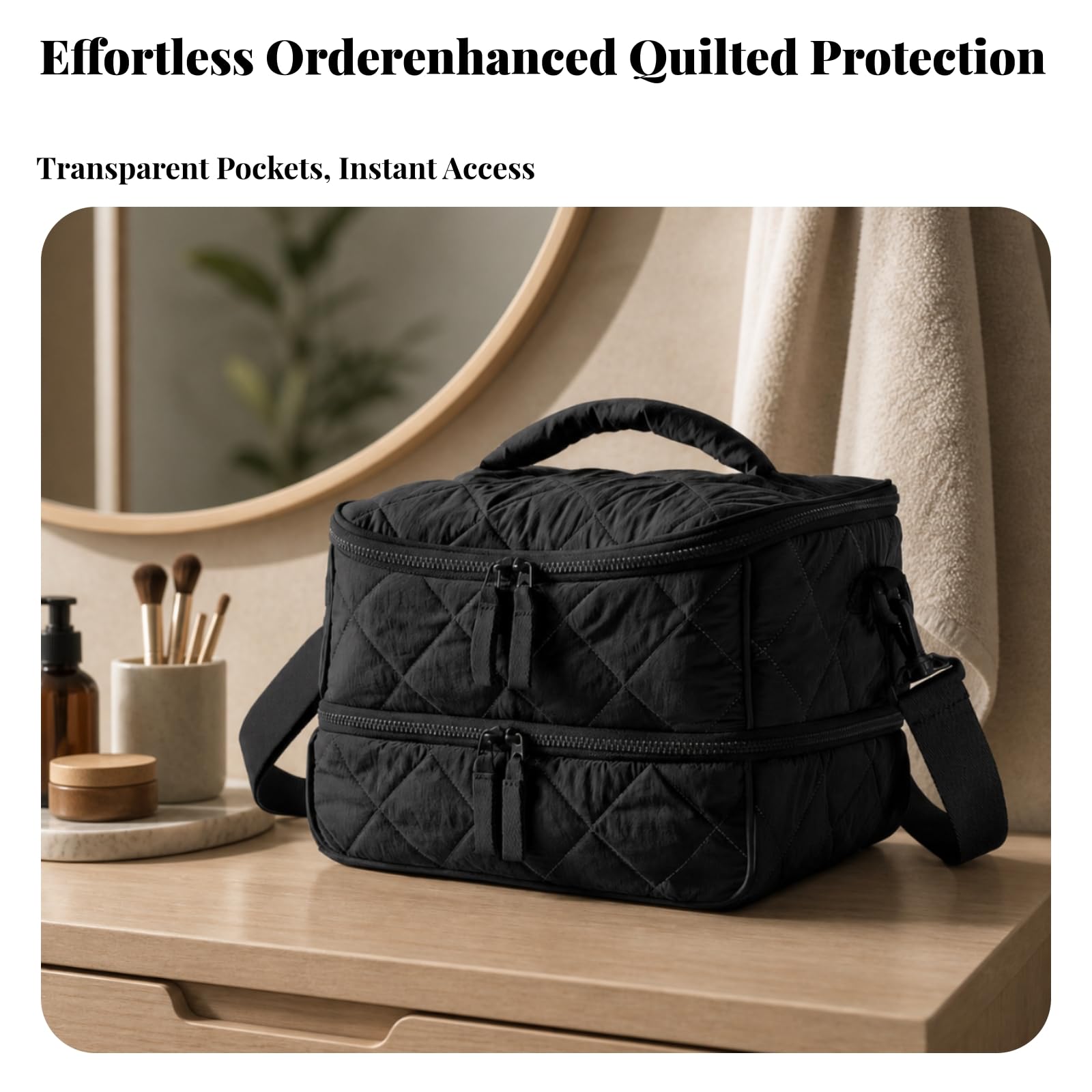 Bolsa para Pintauñas Uñas | la Resisn Al Agua, Neceser Maquillaje, Impermeable, Neceser Maquillaje con Asa, para Viajes, Verde