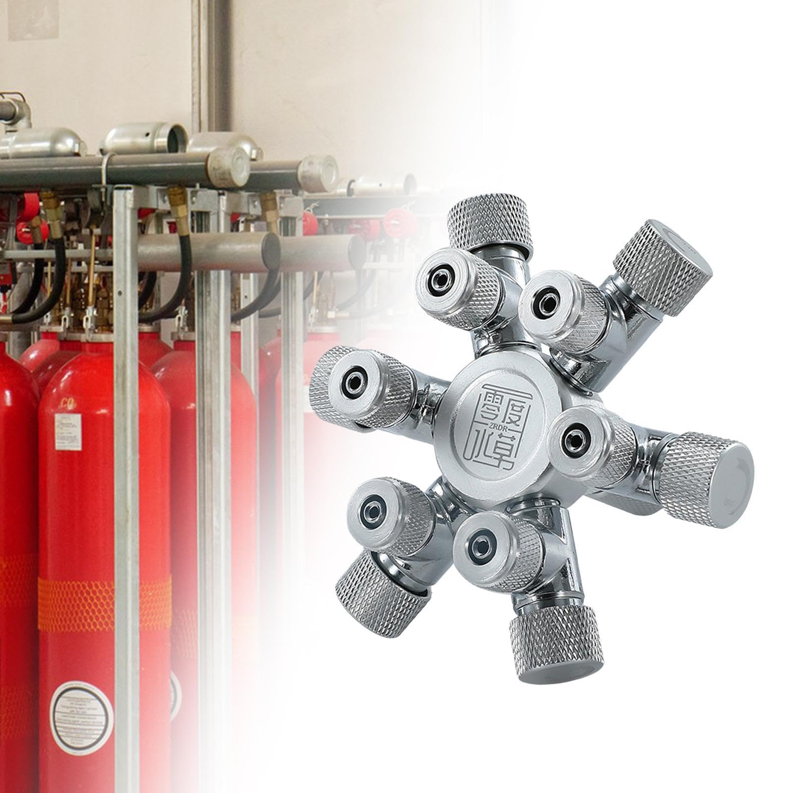 perfk Regulador Divisor de CO2 de aleación de Aluminio con múltiples Salidas Accesorio para Acuario