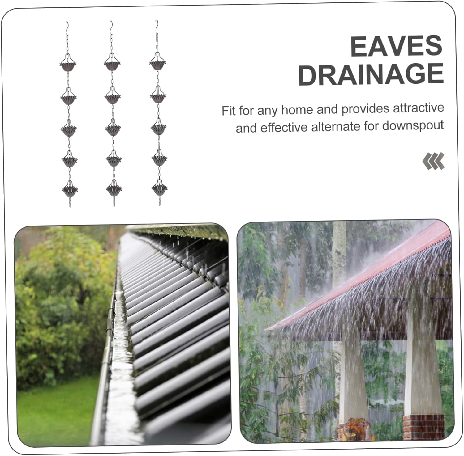 Hemoton Aluminum Alloy Rain Chain for Garden Decorative and Functional Gutter Rain Chain Petal Design Unique Gutter Villa Roofs