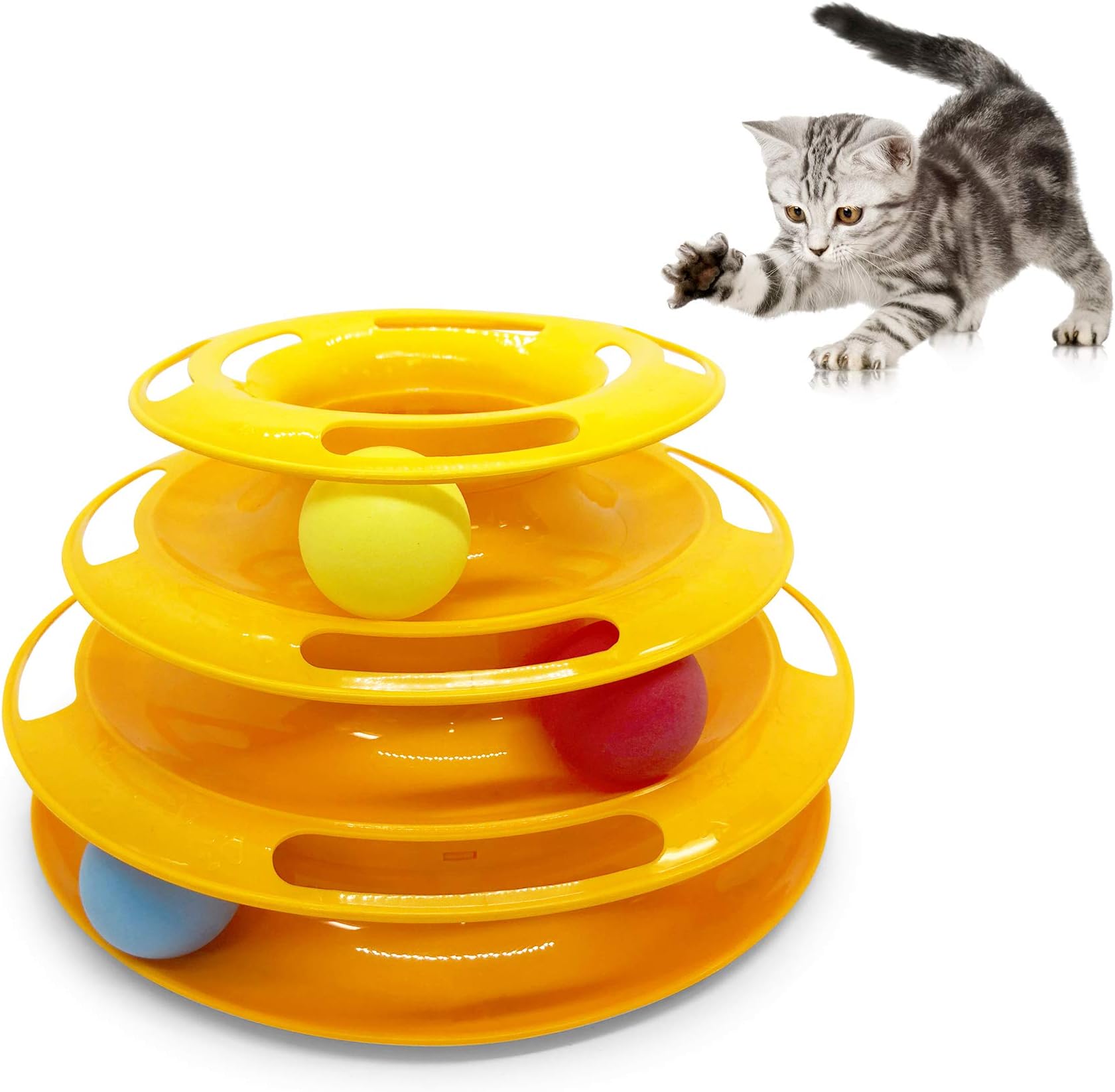 Pet Craft Supply Interactive Cat & Kitten Three Layer Colorful Track Ball Tower Fun Mental Stimulation Physical Exercise Puzzle Cat Toys