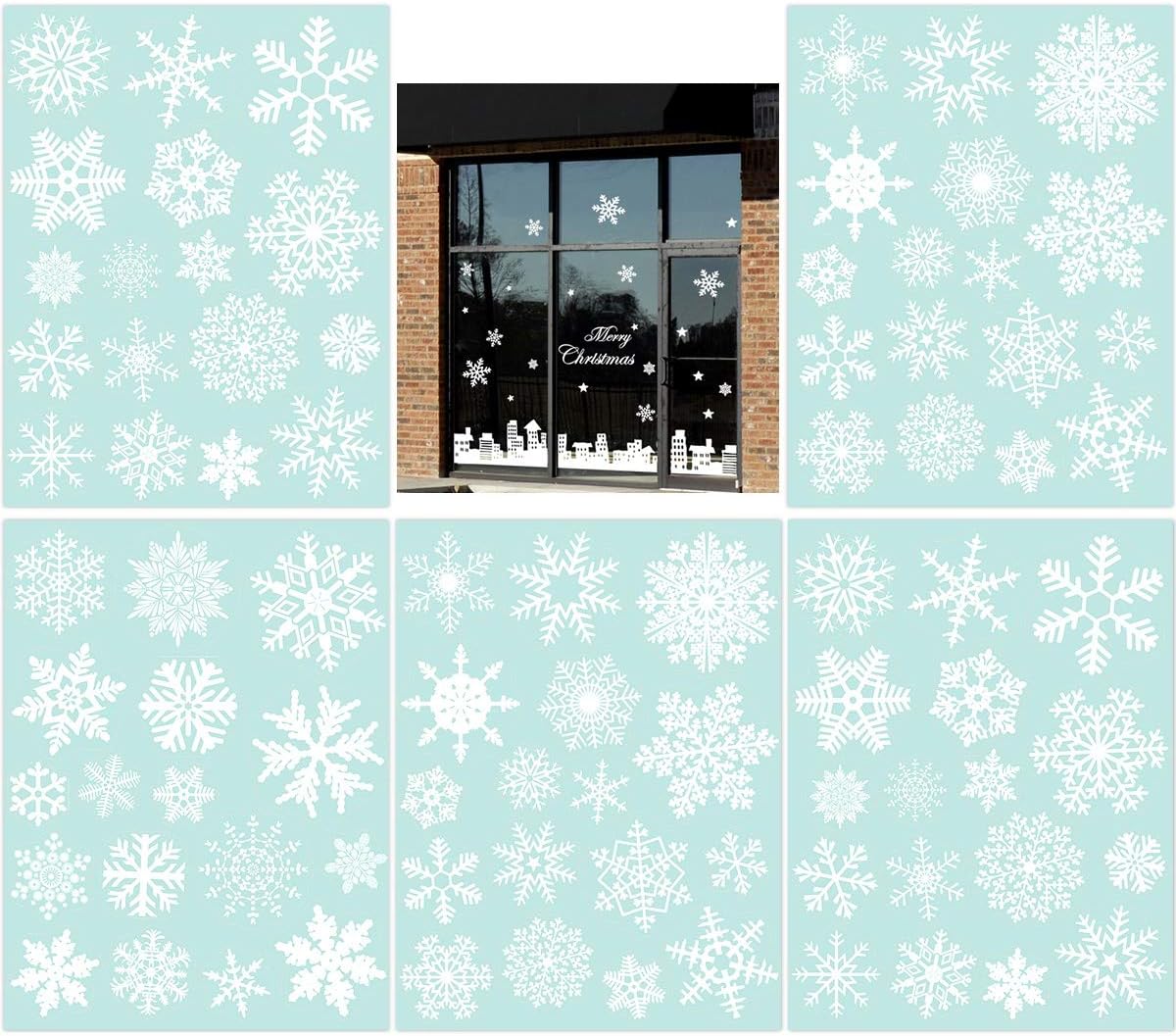 NICEXMASChristmas Window Clings Xmas Ornaments - 78PCS Trees/Snowflakes/Baubles/Bells/stocking