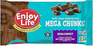 Enjoy Life Baking Chocolate Semi-Sweet Mega Chunks, Dairy Free, Soy Free, Nut Free, Non GMO, Gluten Free, Vegan Chocolate Chips, 10 oz bag