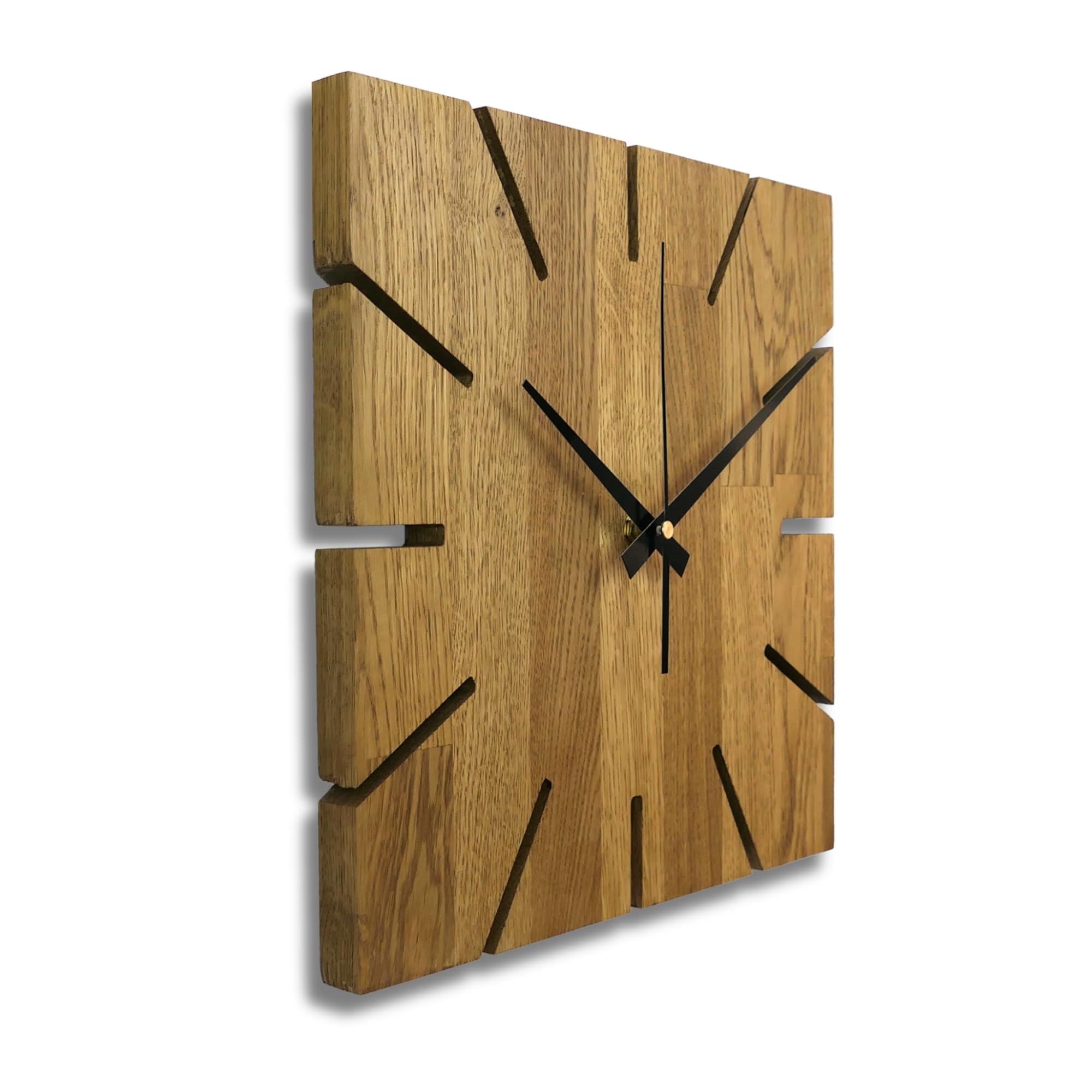 SENTOP Wall Clock MAS008 Made of Real Oak Wood, Modern Wall Clock Made of Real Oak, Hanging Decoration, Square (Colour Oak - Image 3
