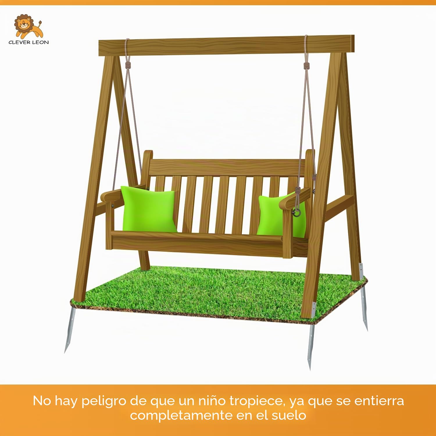 Juego de 4 Anclajes para Columpio Exterior | Anclaje de Suelo para Arco de Rosas, Torre de Juego | Seguro para Jardín, Galvanizado, Incluye