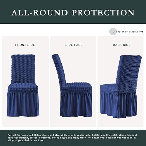 Vista 51 de CHUN YI Juego de 4 fundas para sillas de comedor, fundas universales elásticas para sillas de comedor con falda, fundas extraíbles para sillas Gris