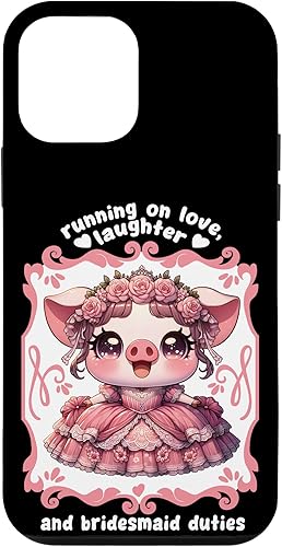 iPhone 12 mini lindo cerdo dama de honor roba corazones en el caso de despedida de soltera