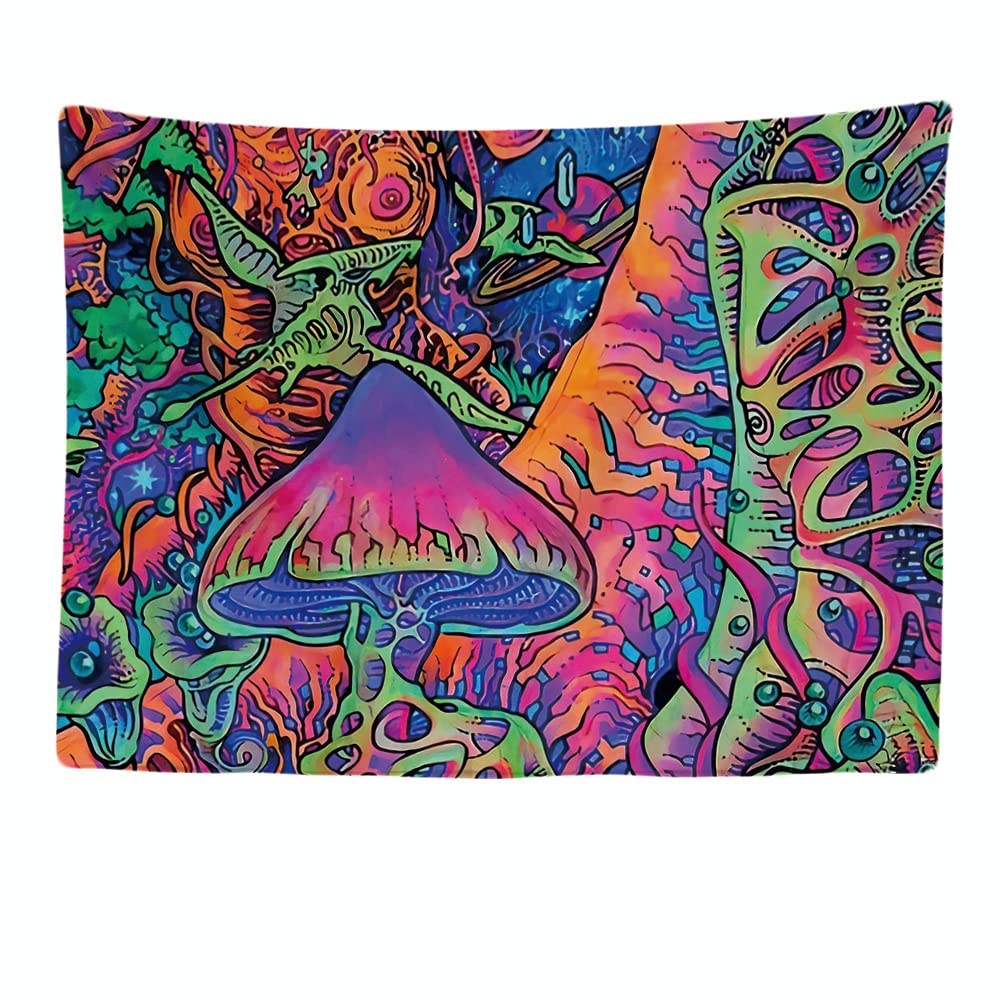 Ulticool, Bedroom Decorative Wall Tapestry, Neon Psychedelic, 200 x 150 cm Large, Fabric Wallpaper, Tapestry Aesthetic Wall