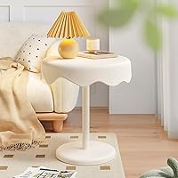 Vista 2 de YVYKFZD Round Side Table, Unique Couch End Table, Snack Sofa Table with Metal Legs, Minimalist Nightstand Accent Tables, for Living Room, Milky White
