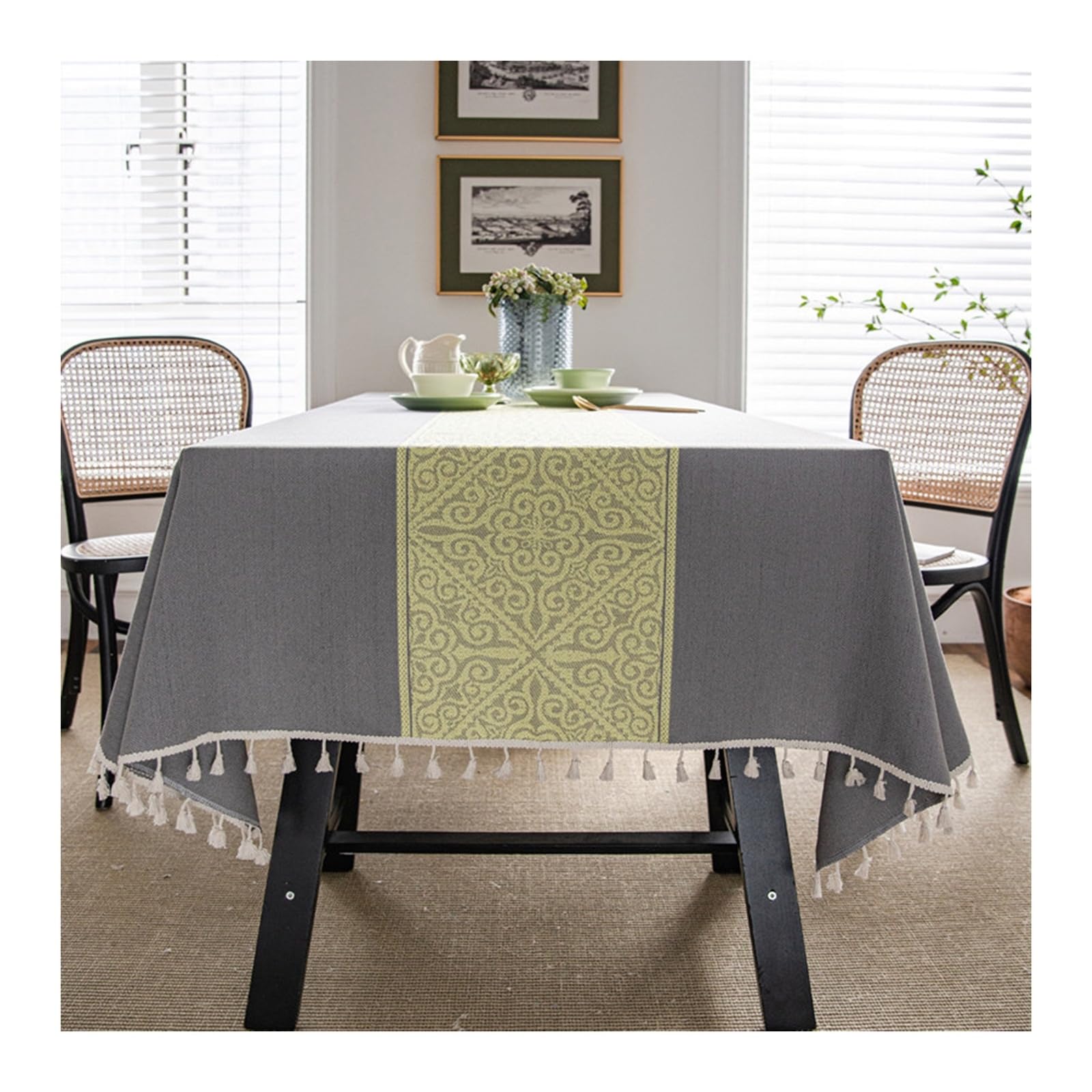 Nappe anti-taches polyester 140x140 KnSam jacquard floral robuste