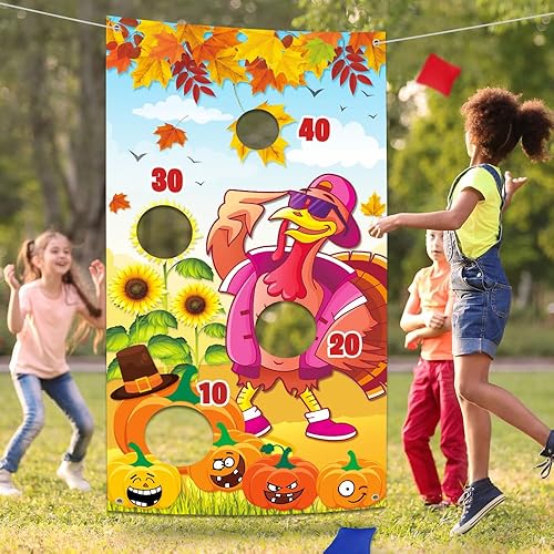 Miniatura 2 de Juegos de festival de otoño, divertido juego de lanzamiento, con 4 bolsas de frijoles, pancarta premium, accesorios y bolsa de almacenamiento,