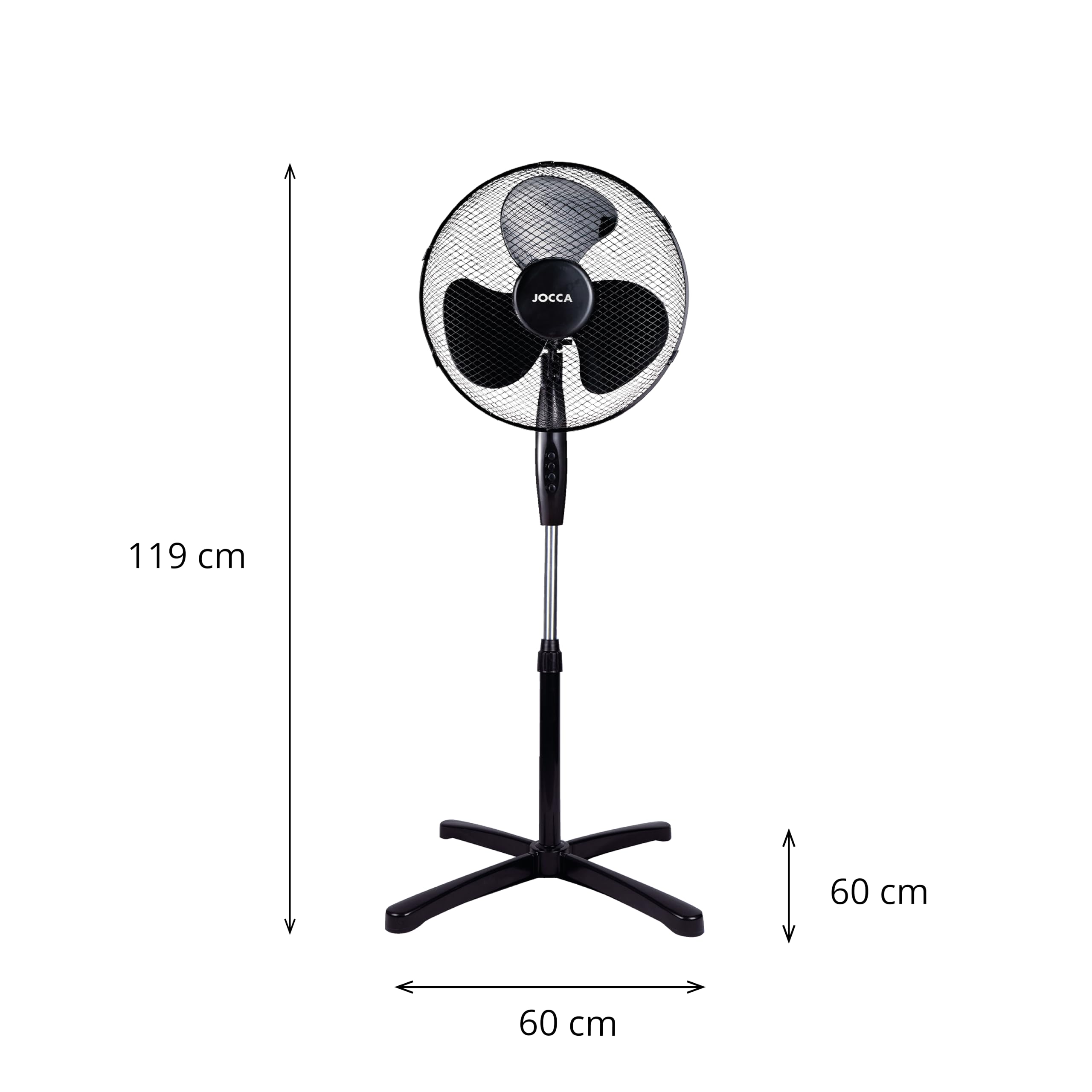 Standventilator 40 cm mit 3 Geschwindigkeitsstufen | 90º Oszillation | Neigbarer Kopf | Höhenverstellbar | 40W Energieverbrauch | Leiser Betrieb 52,6 dB | Praktisches Design für Zuhause und Büro